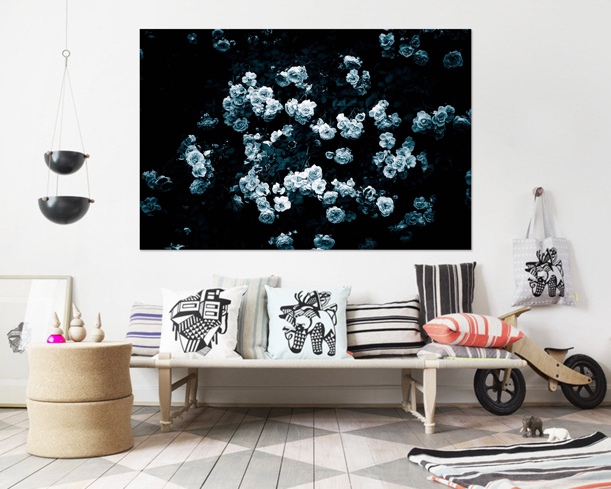 3D Rose In Bloom 016 Noirblanc777 Wall Sticker