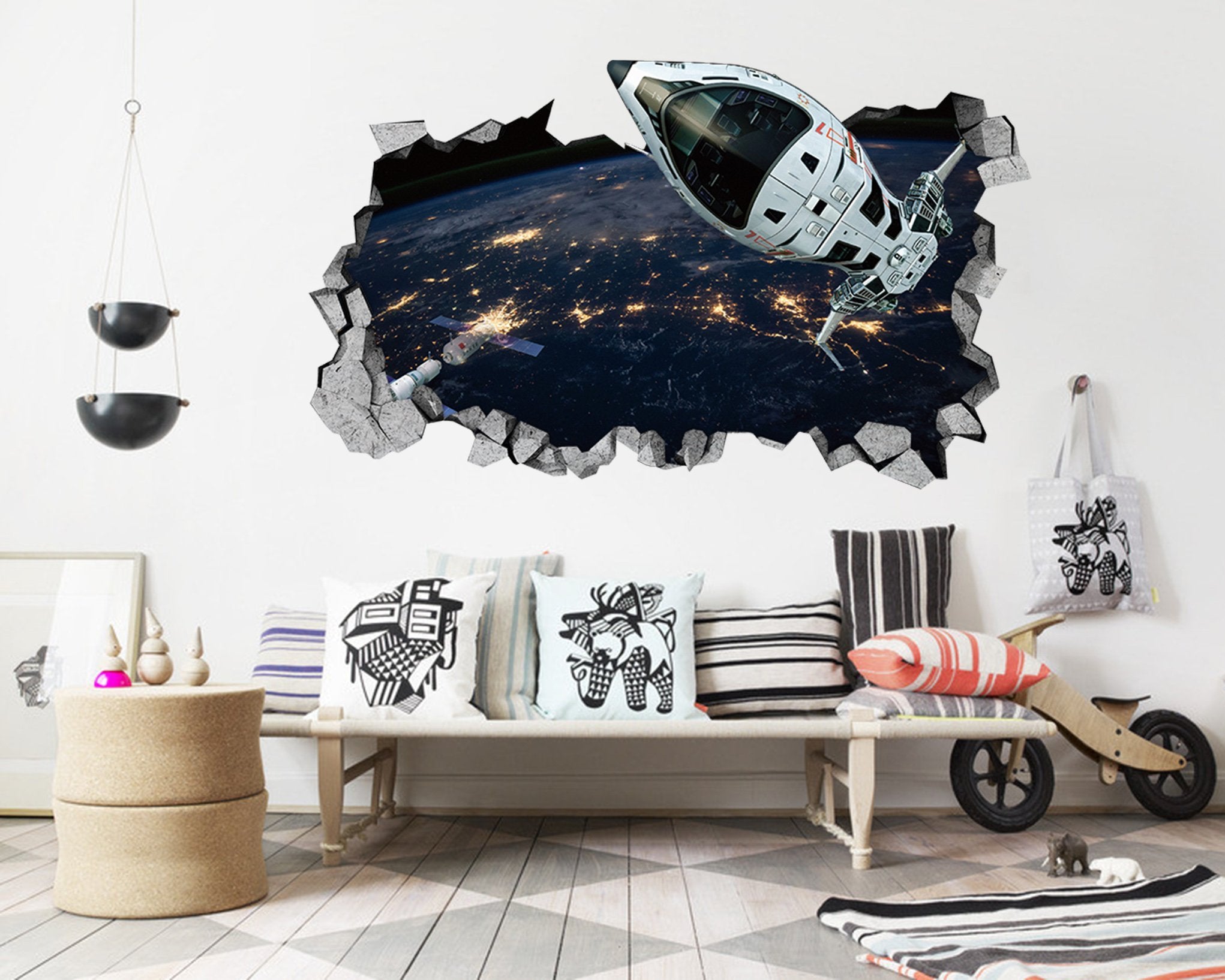 3D Spacecraft 138 Broken Wall Murals Wallpaper AJ Wallpaper