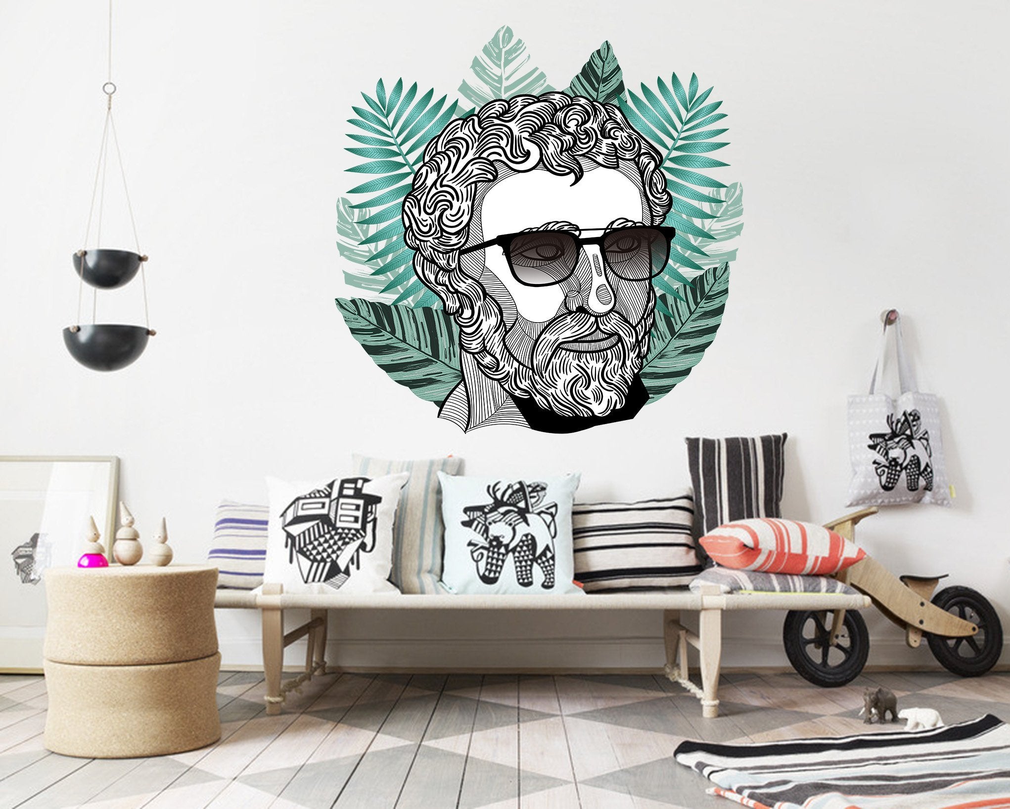 3D Human Head Moustache 064 Wall Stickers Wallpaper AJ Wallpaper