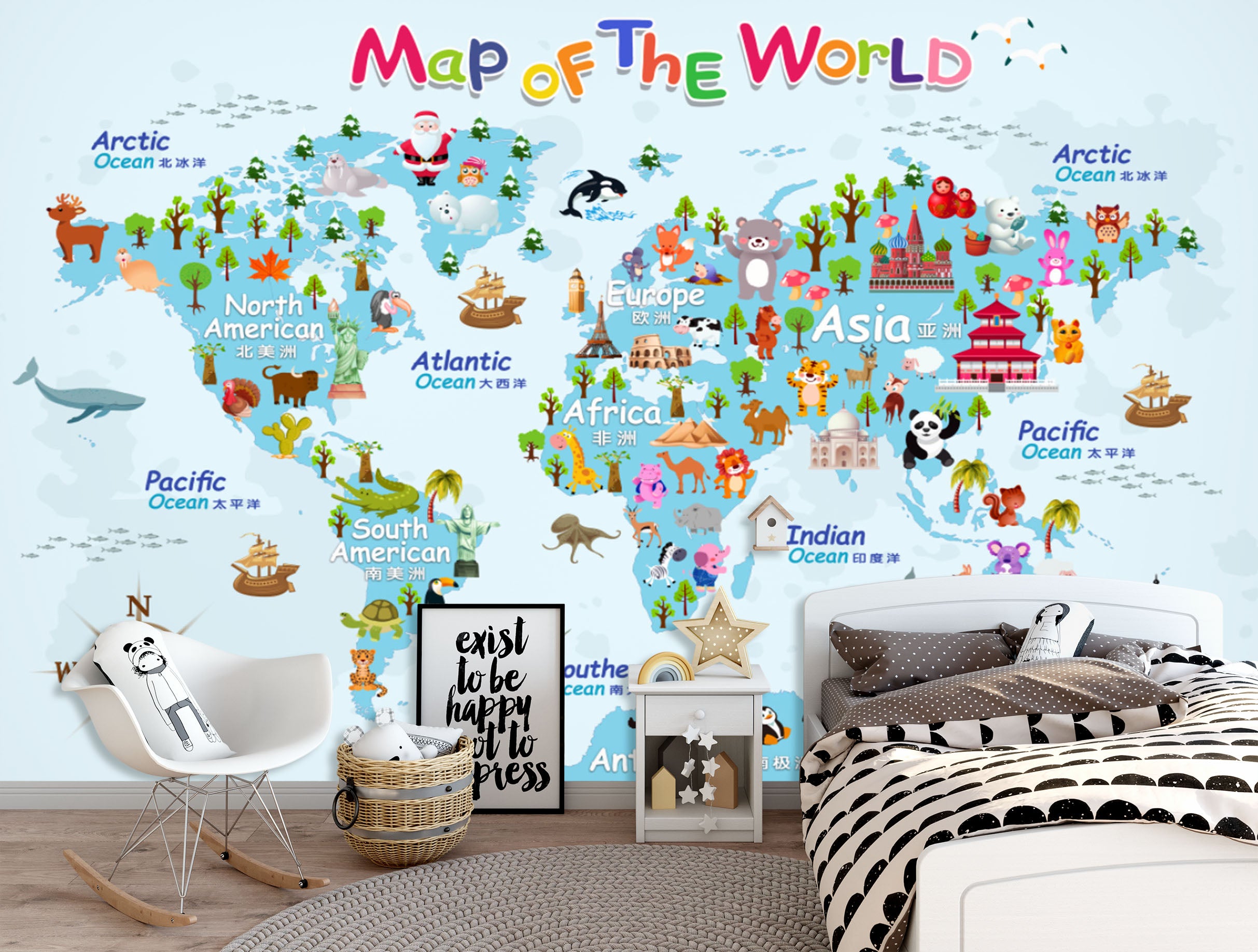 3D Animal Map 1642 Wall Murals