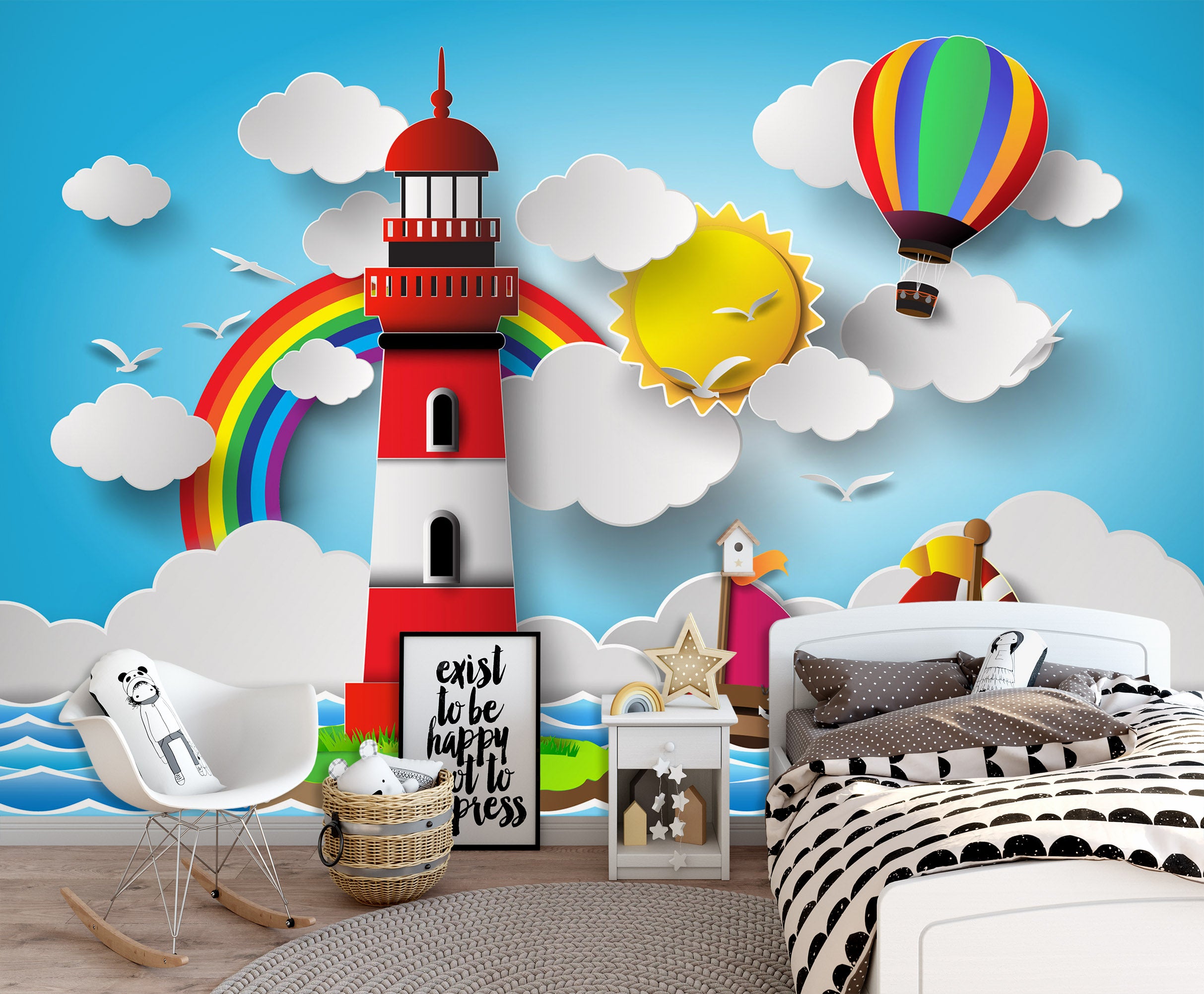 3D Lighthouse Balloon 1649 Wall Murals