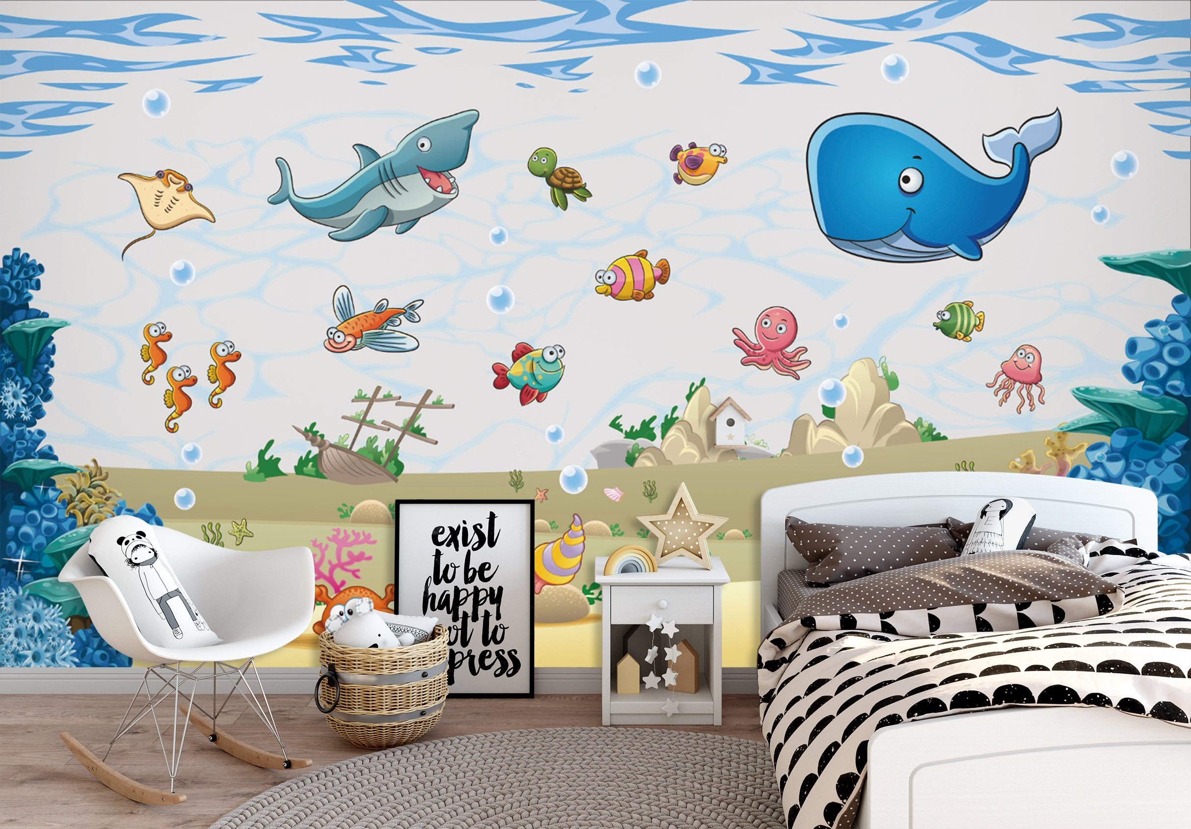3D Blue Whale 1658 Wall Murals
