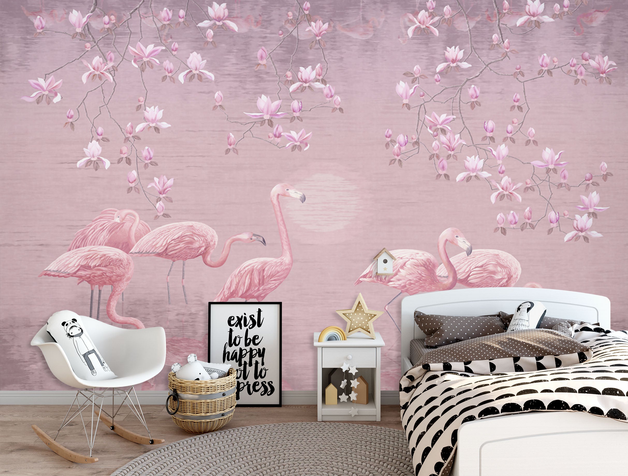 3D Flower Flamingo 1543 Wall Murals