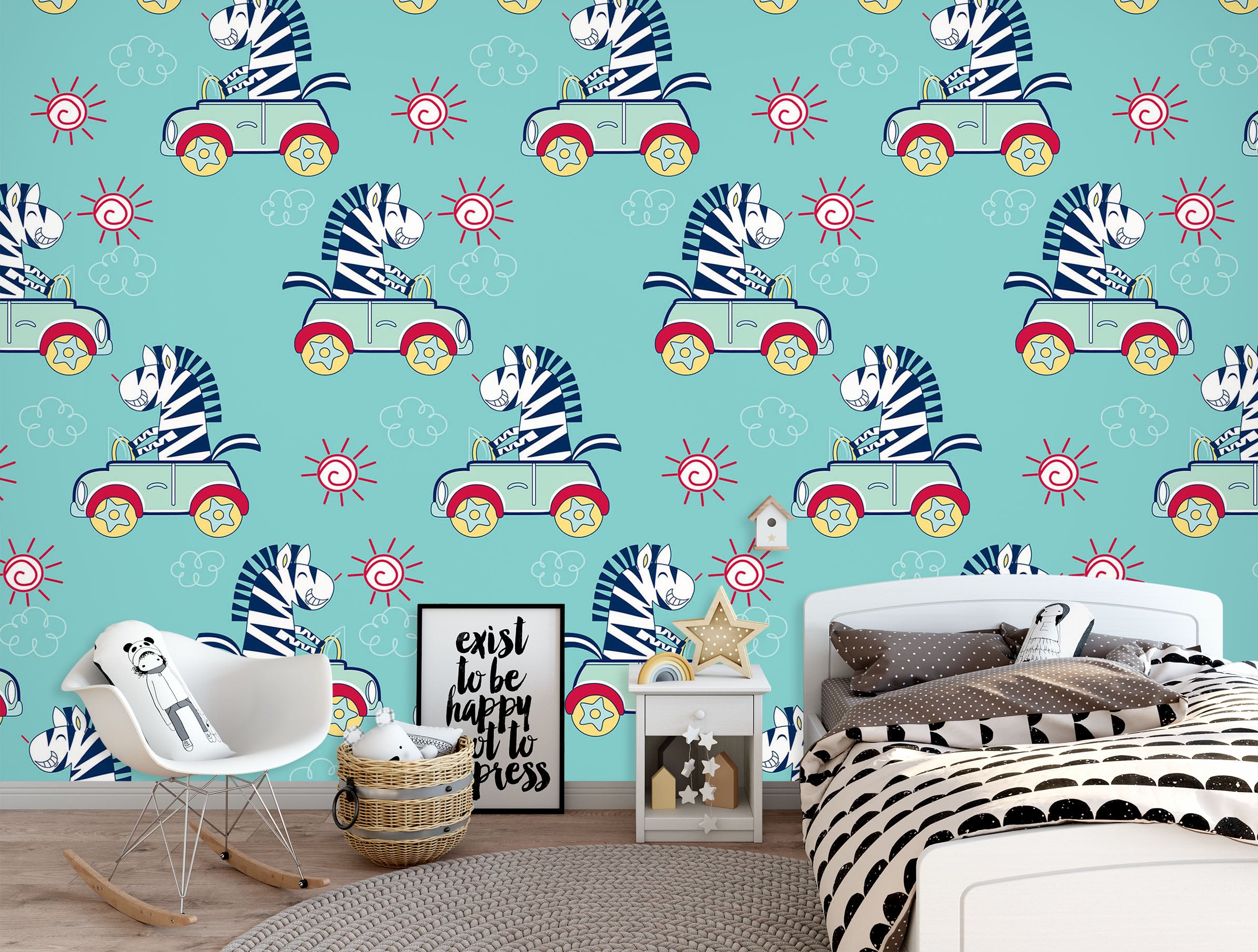 3D Car Zebra 57060 Wall Murals