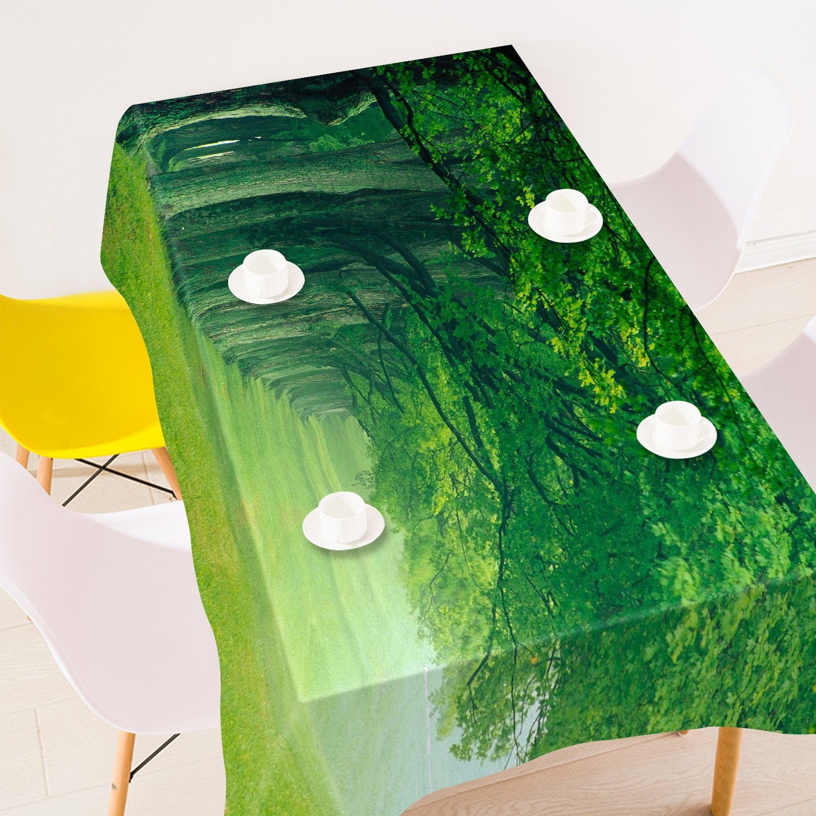 3D Green Grassland Tree Rows 119 Tablecloths Wallpaper AJ Wallpaper