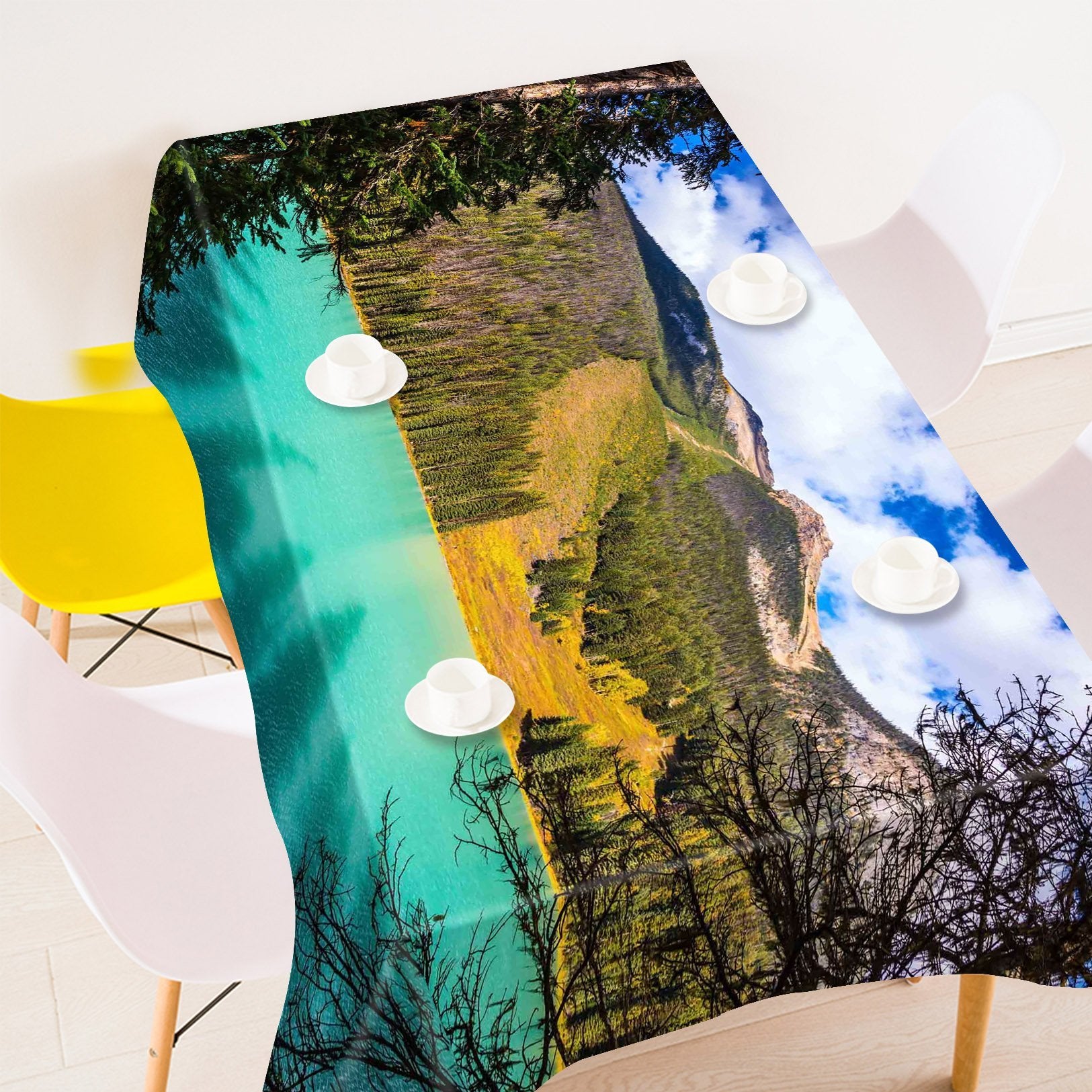 3D Green Mountain Blue Lake 531 Tablecloths Wallpaper AJ Wallpaper