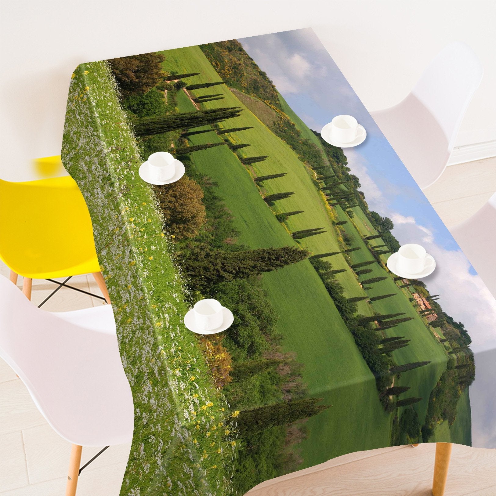 3D Hilly Mountains Flowers 507 Tablecloths Wallpaper AJ Wallpaper