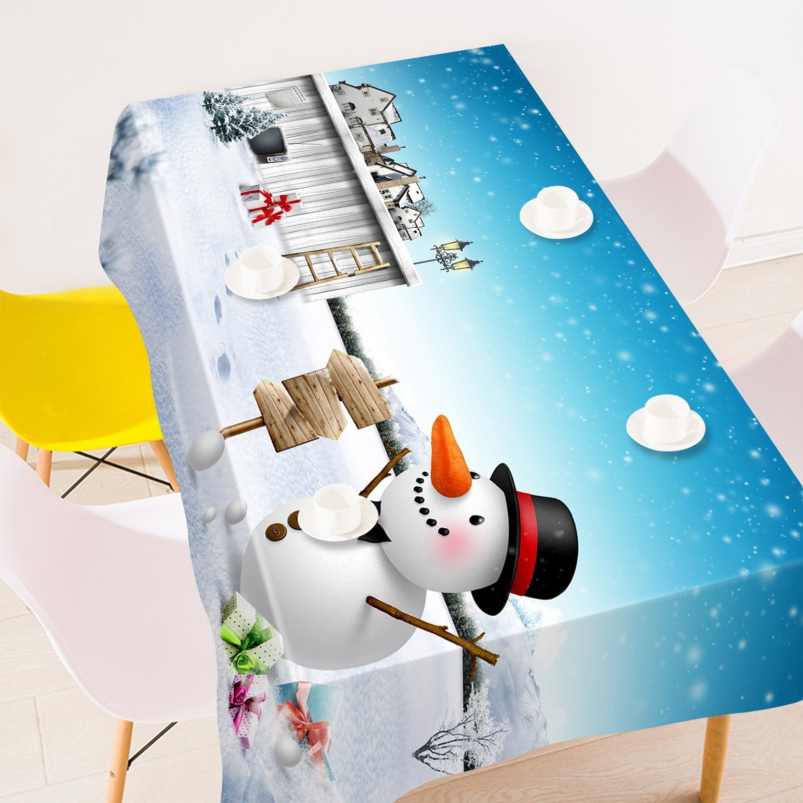3D Snowman Palace 9 Tablecloths Tablecloths AJ Creativity Home
