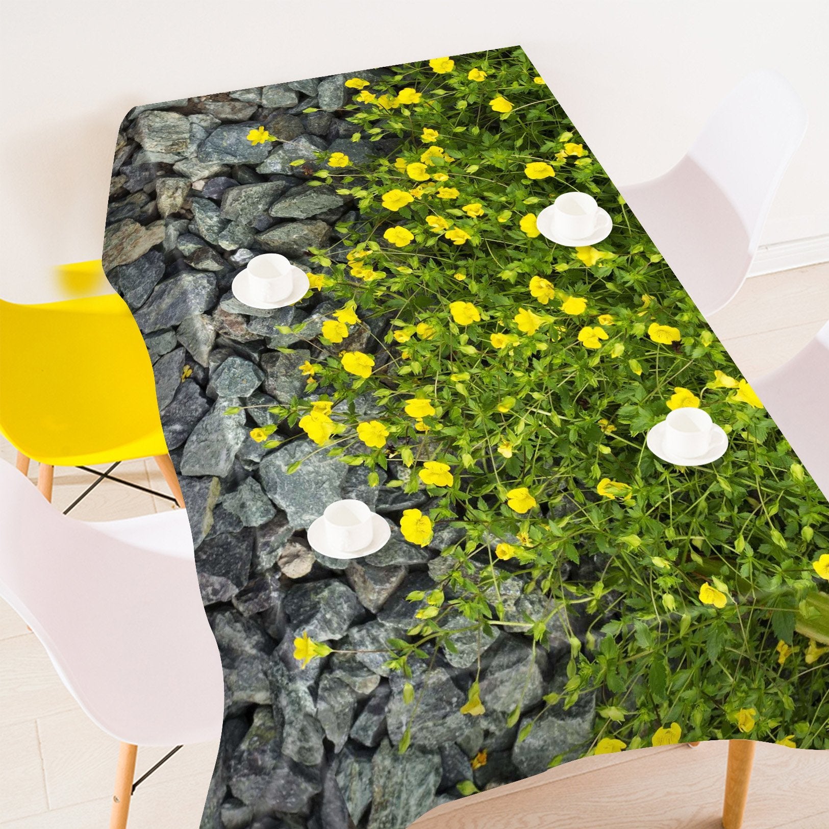 3D Stones And Flowers 535 Tablecloths Wallpaper AJ Wallpaper