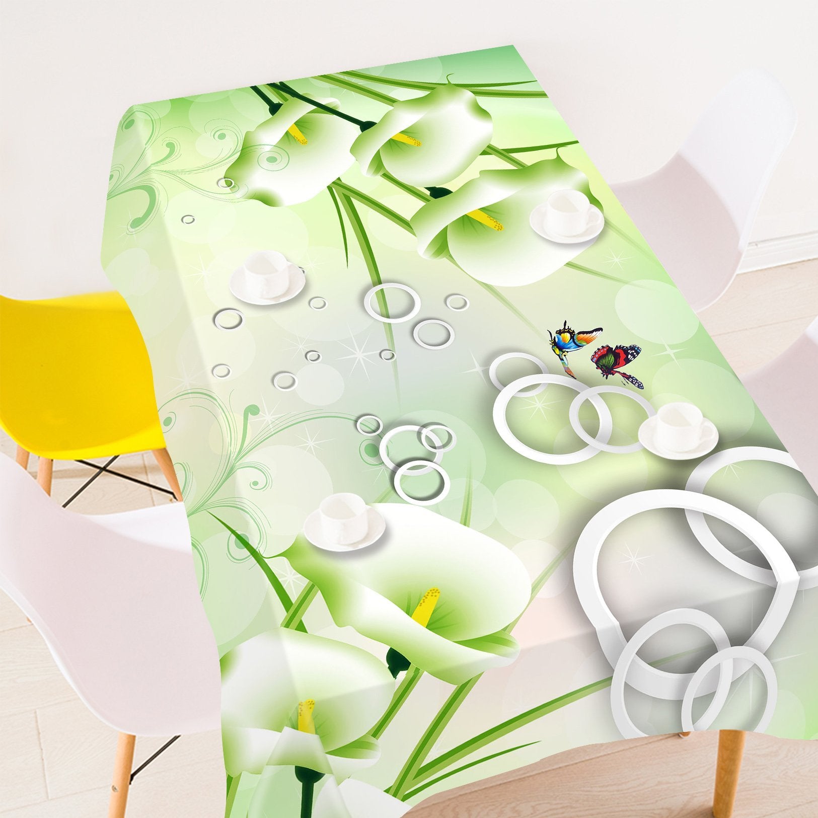 3D Flowers Butterflies Rings 130 Tablecloths Wallpaper AJ Wallpaper