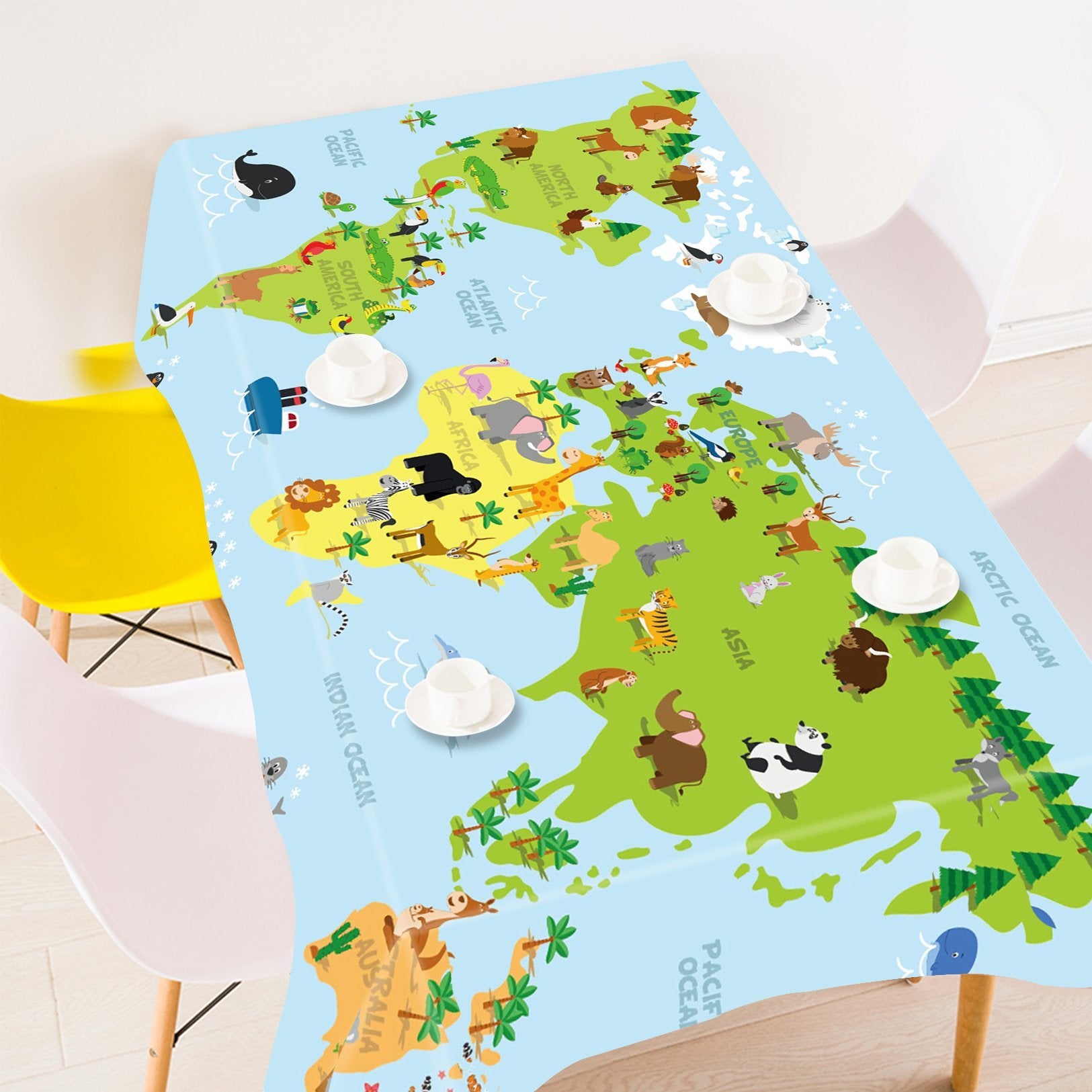3D Animals World Map 759 Tablecloths Wallpaper AJ Wallpaper