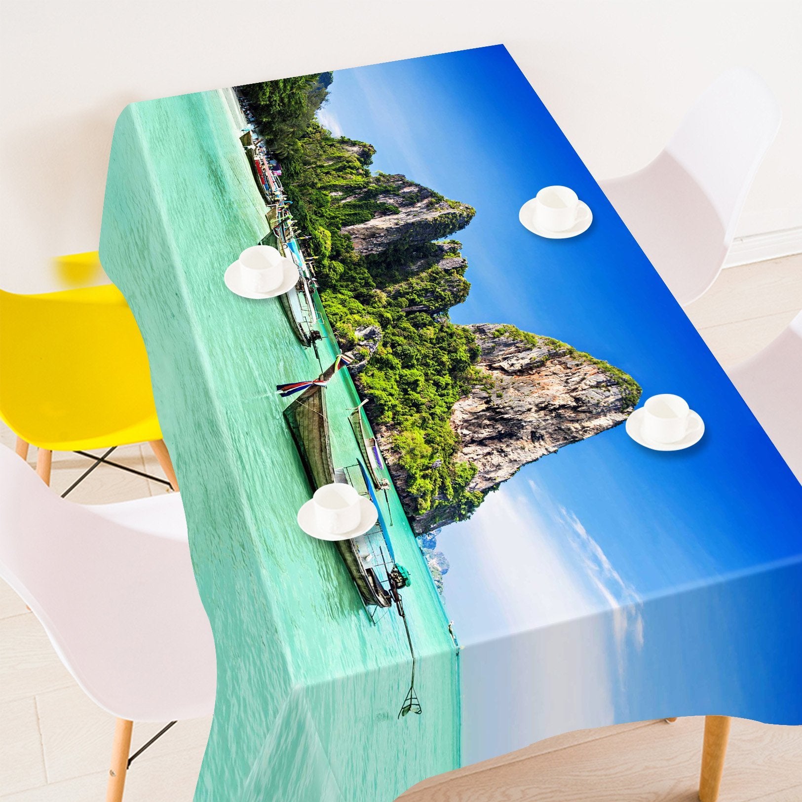 3D Sea Lightseeing Boats 729 Tablecloths Wallpaper AJ Wallpaper