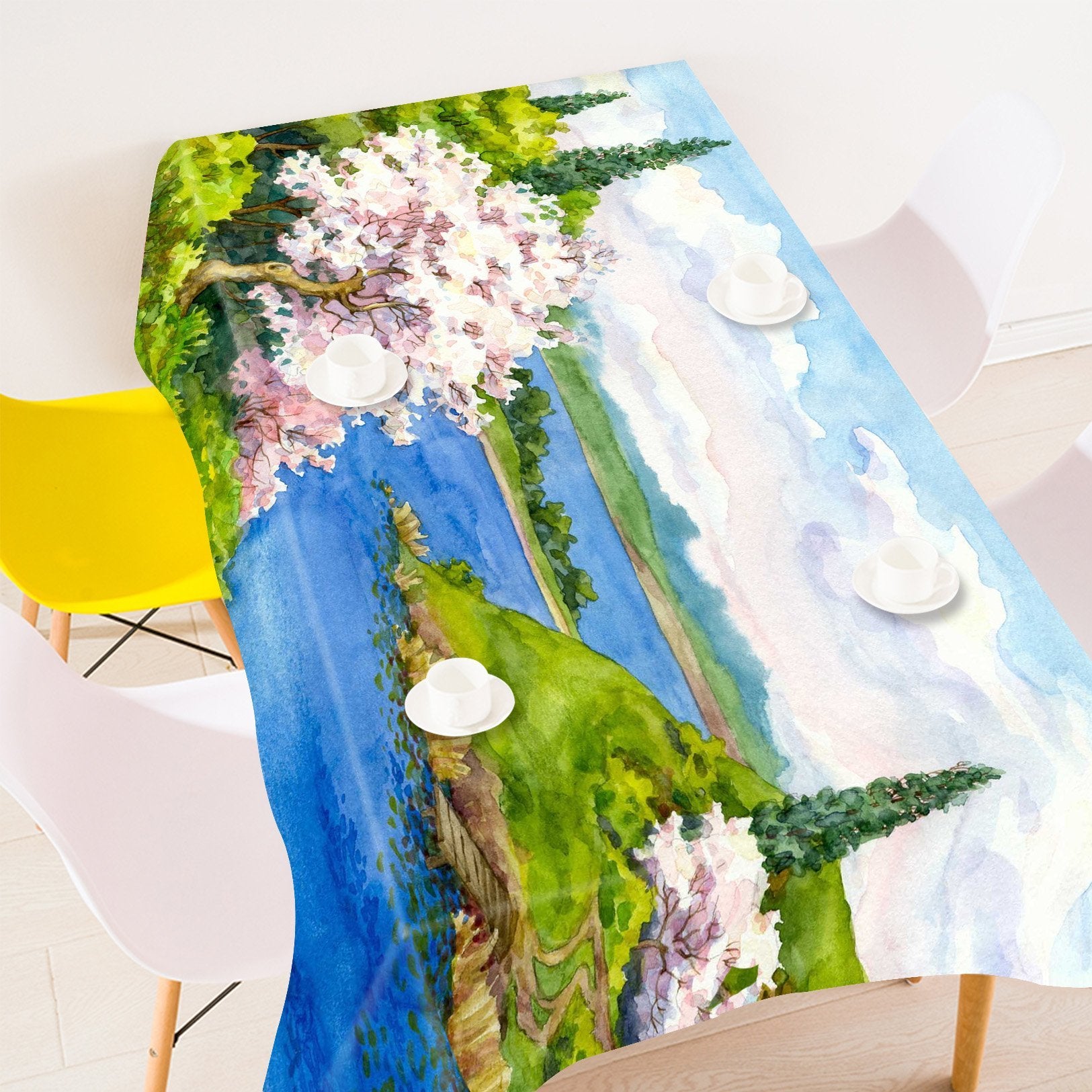 3D Watercolor Scenery 835 Tablecloths Wallpaper AJ Wallpaper