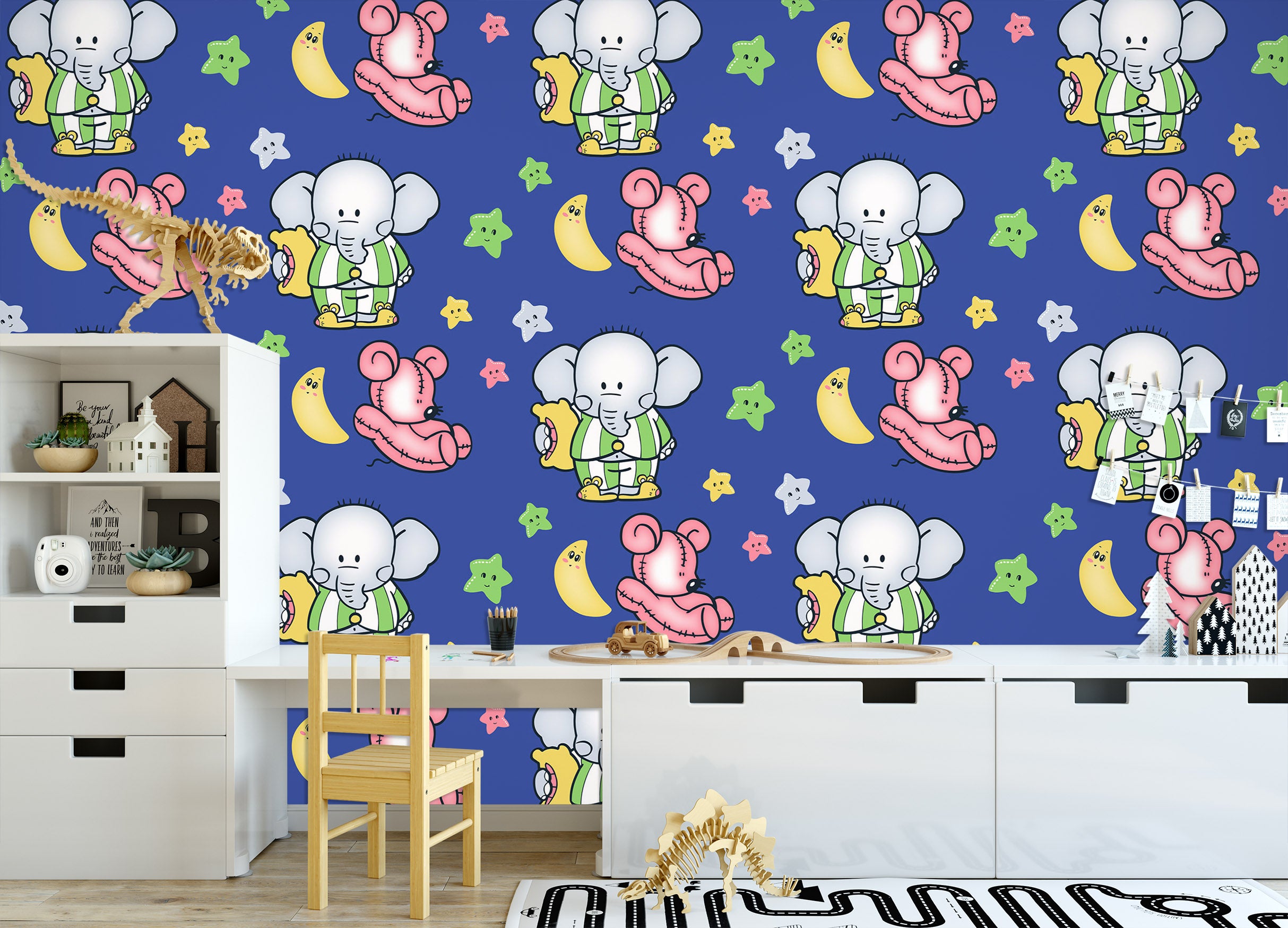 3D Elephant Star Moon Pattern 57067 Wall Murals
