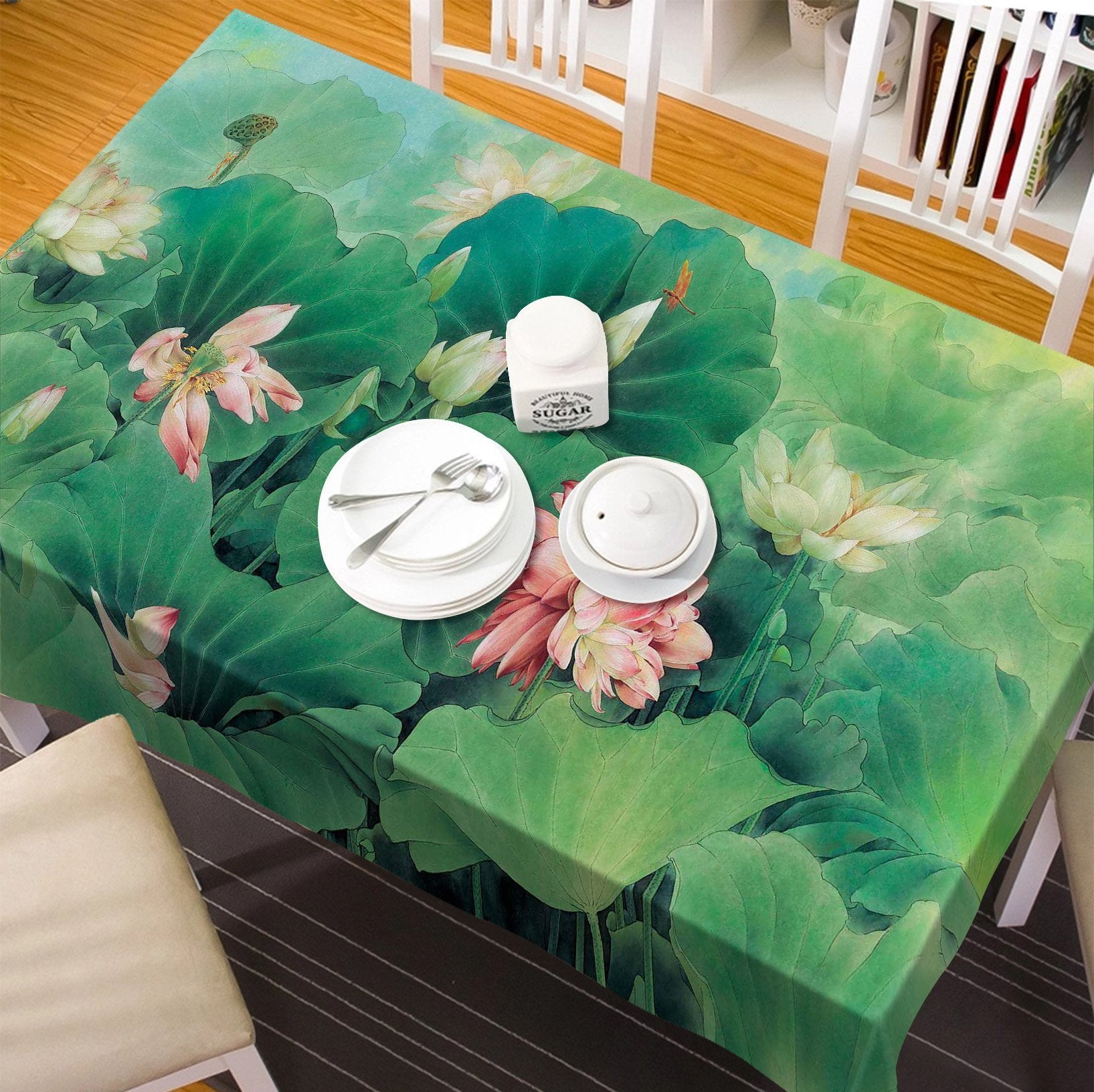 3D Lush Lotus Flowers Leaves 103 Tablecloths Wallpaper AJ Wallpaper