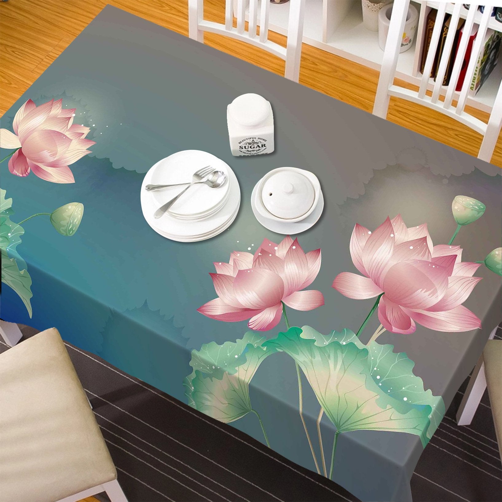 3D Lotus Flowers 301 Tablecloths Wallpaper AJ Wallpaper