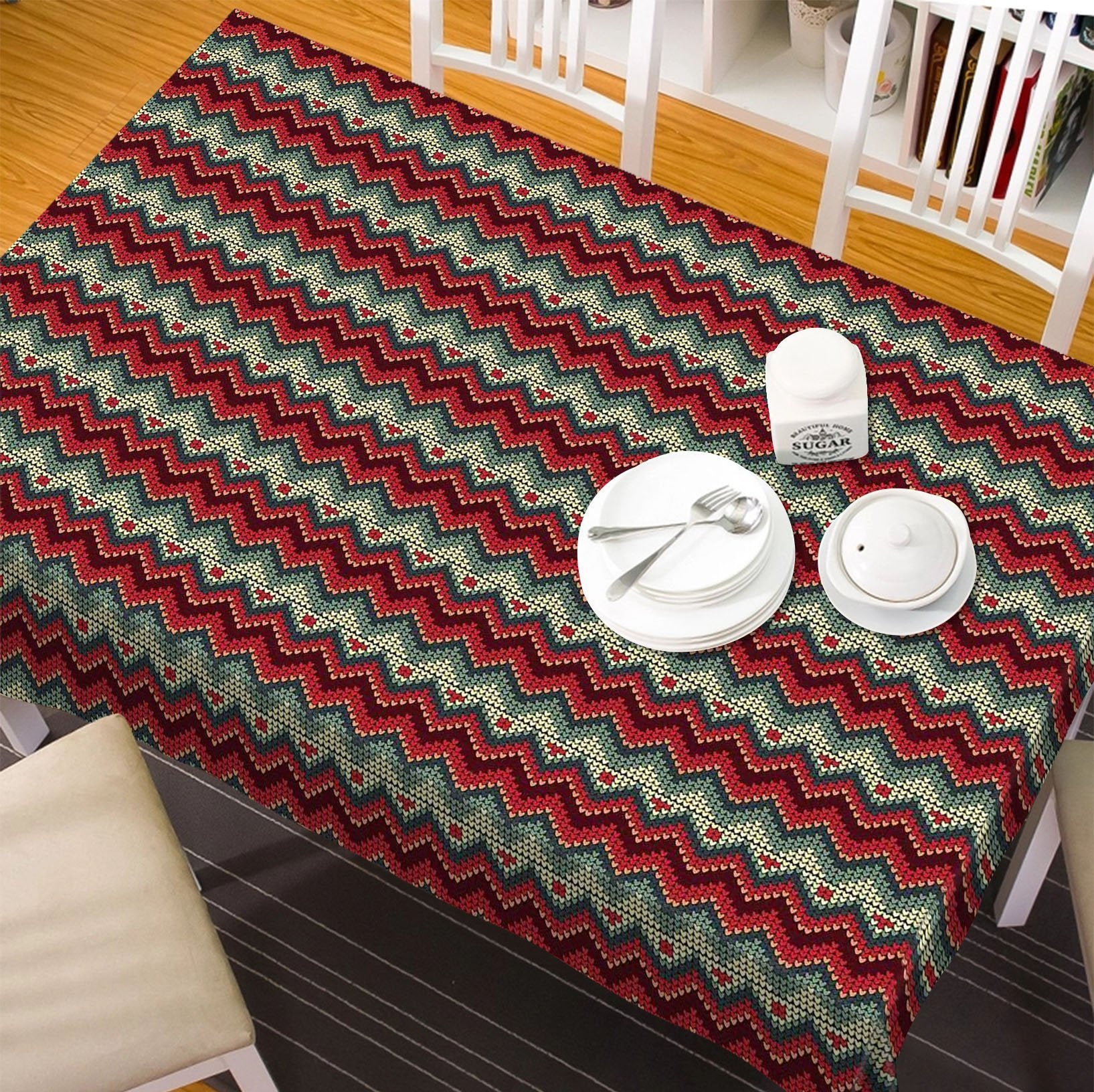 3D Red Wave Pattern 20 Tablecloths Tablecloths AJ Creativity Home