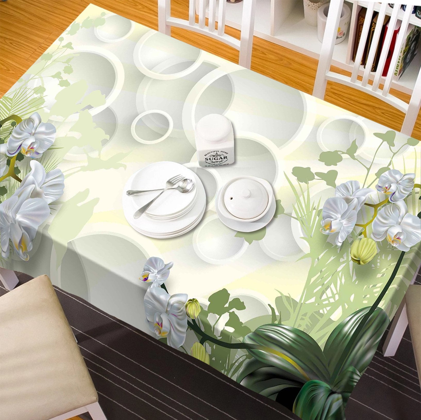 3D Orchid And Rings 160 Tablecloths Wallpaper AJ Wallpaper