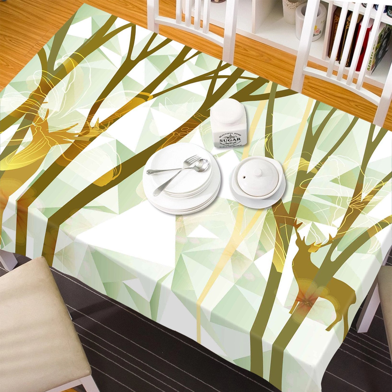 3D Trees Deers Pattern 25 Tablecloths Wallpaper AJ Wallpaper
