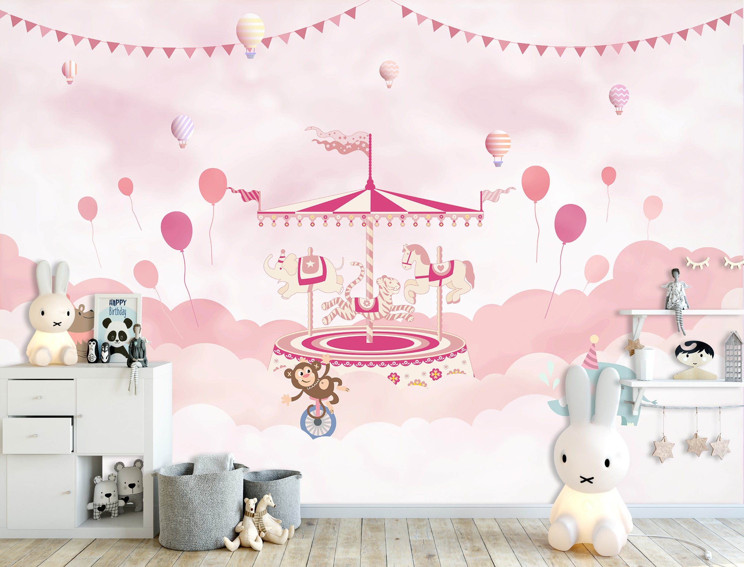 3D Pink Carousel 1439 Wall Murals