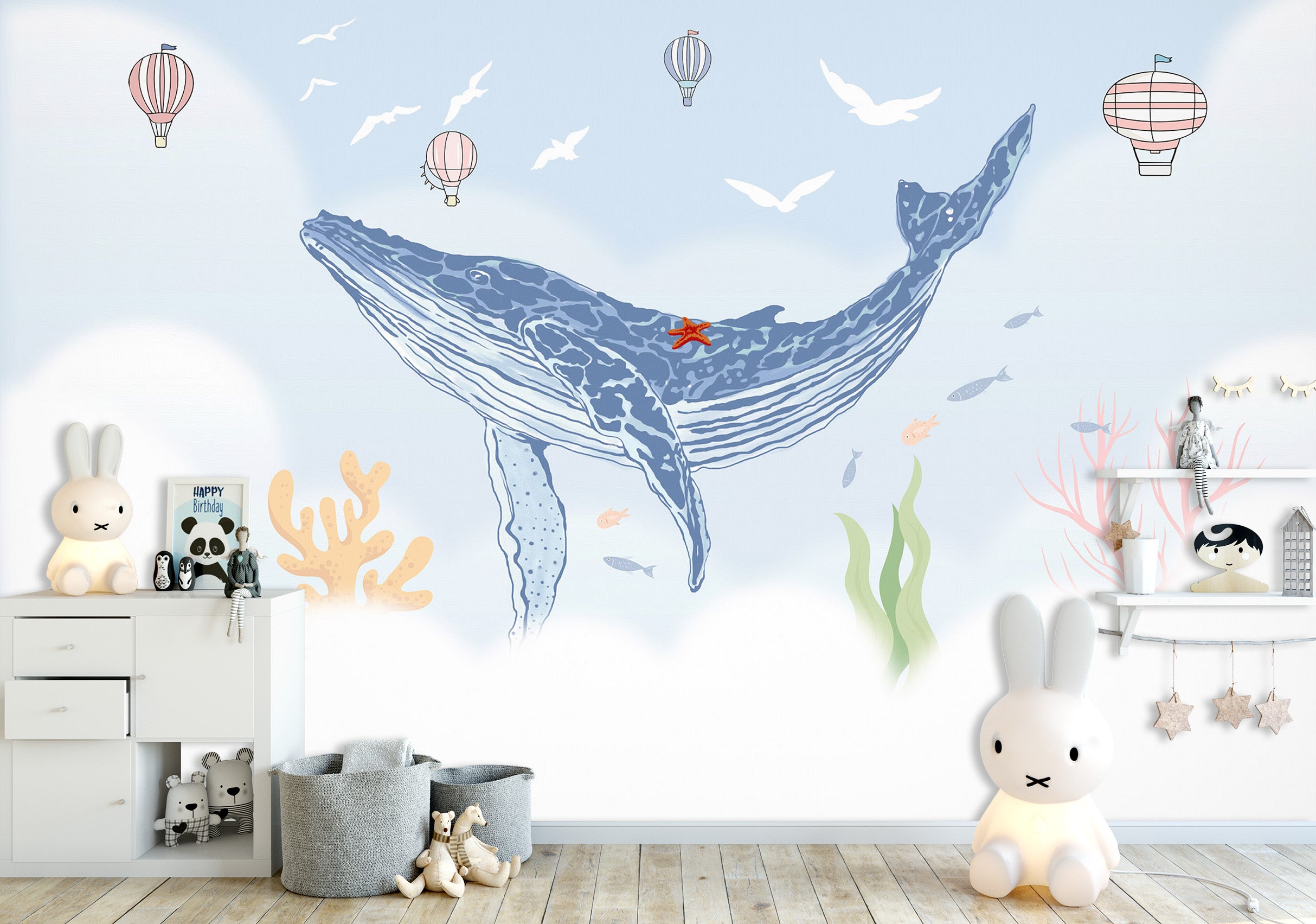 3D Blue Whale 1441 Wall Murals