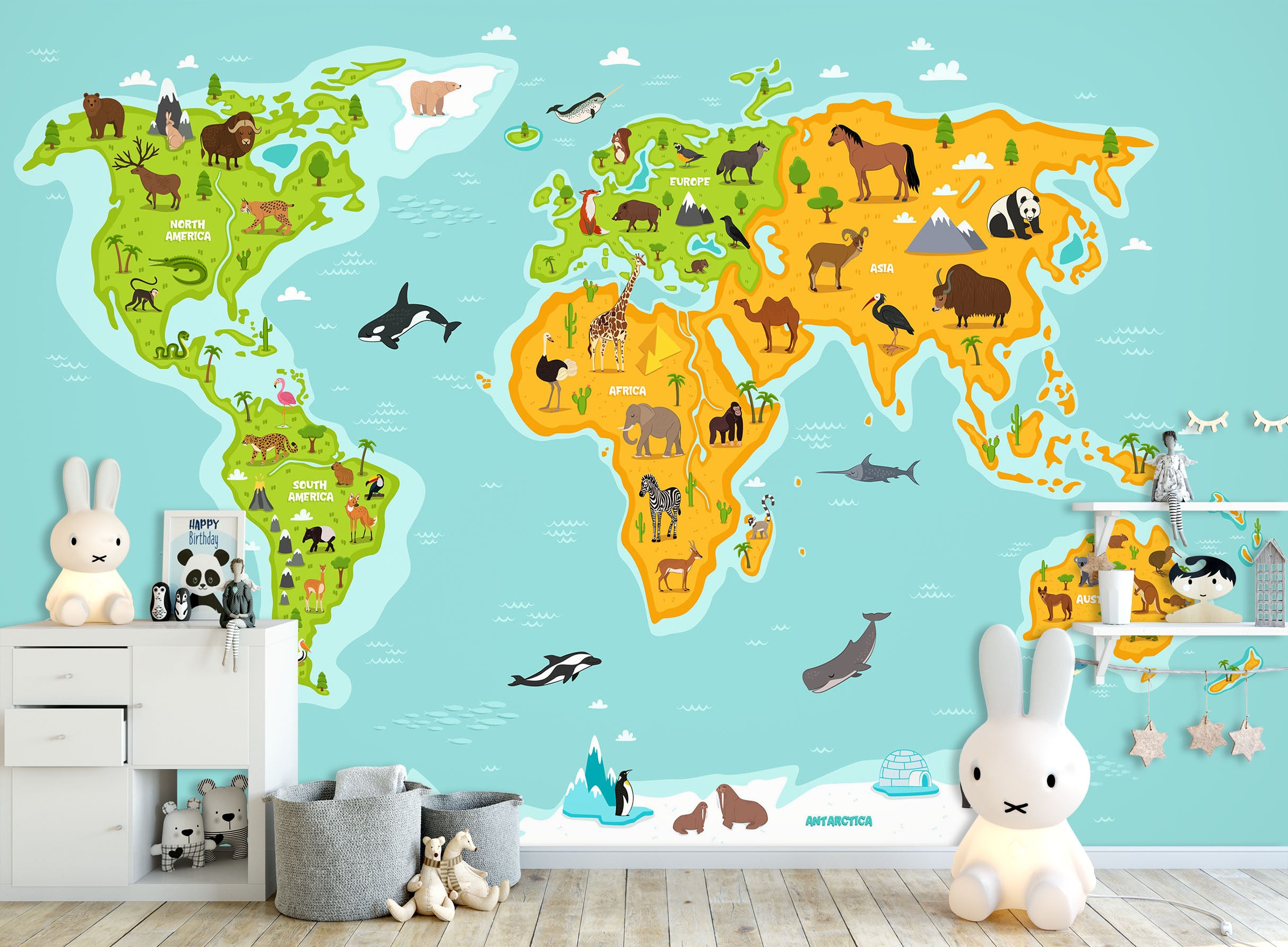 3D Colored Island 2162 World Map Wall Murals