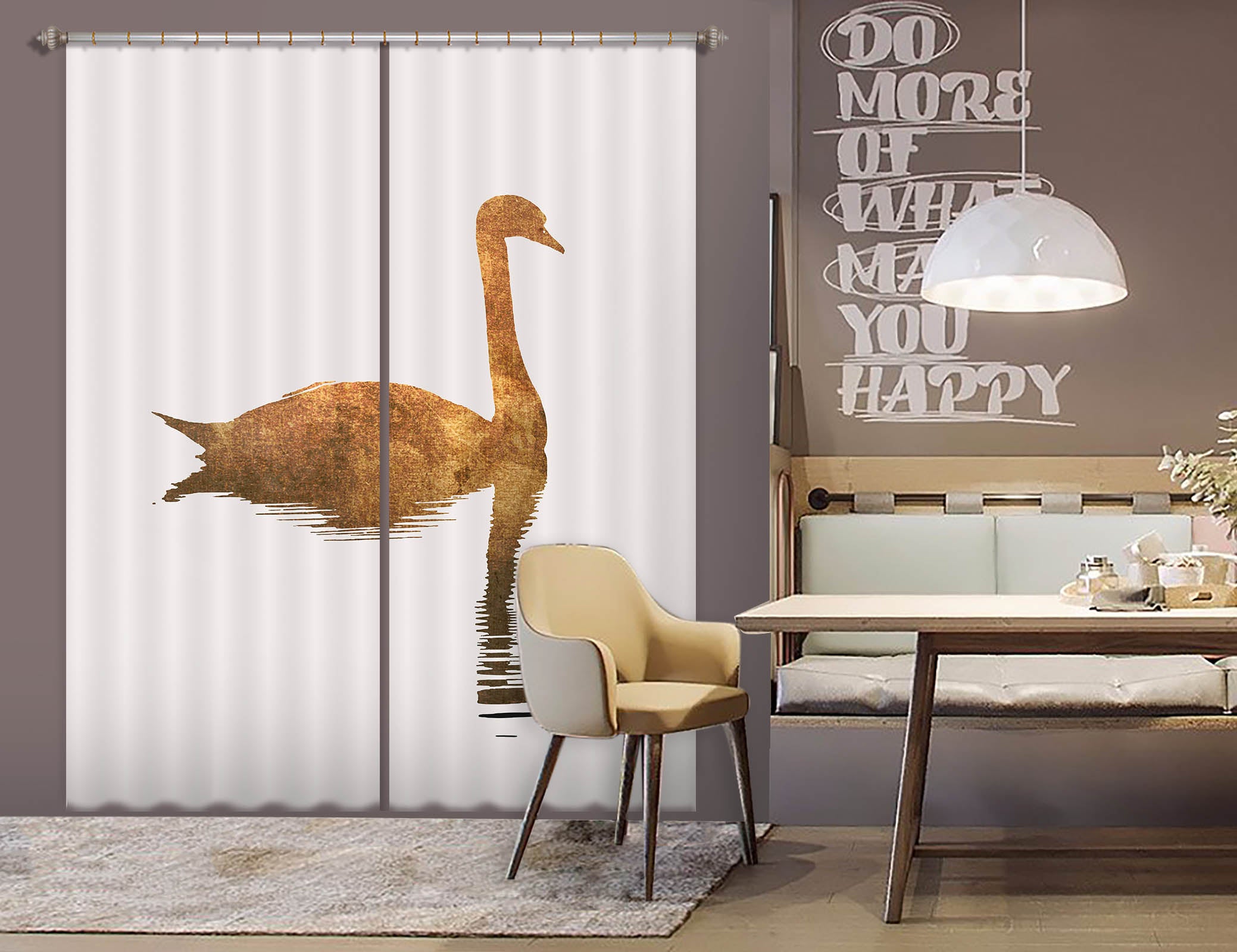 3D Swan Swimming 1126 Boris Draschoff Curtain Curtains Drapes