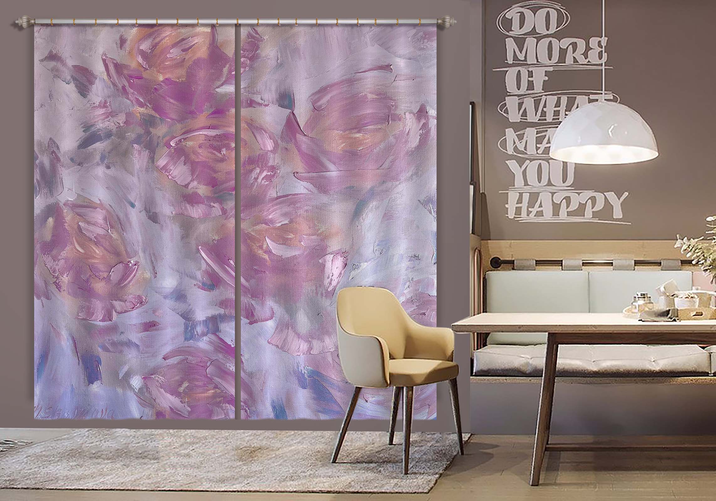 3D Painted Pink Roses 3018 Skromova Marina Curtain Curtains Drapes