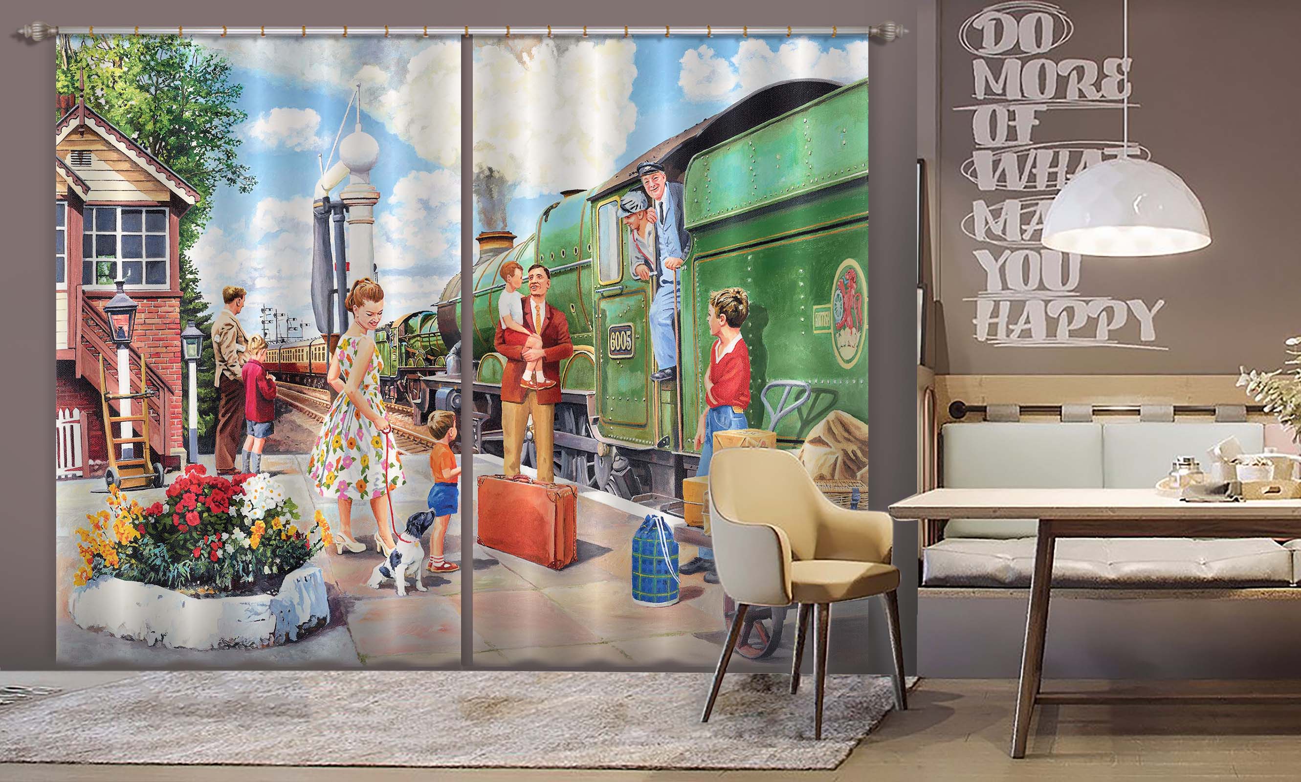 3D The Train Driver 109 Trevor Mitchell Curtain Curtains Drapes