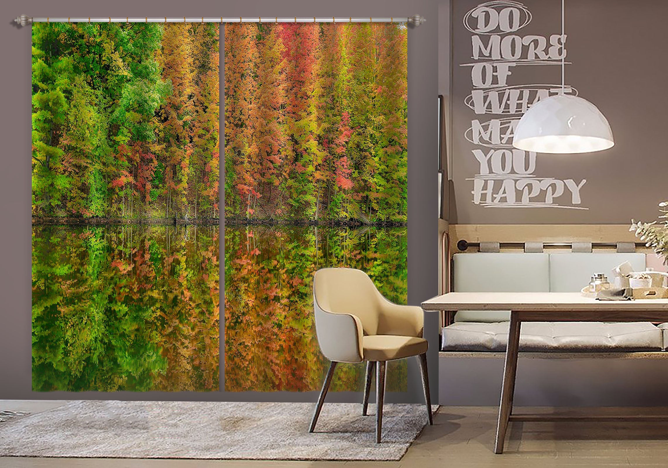 3D Fall Reflections 62143 Kathy Barefield Curtain Curtains Drapes