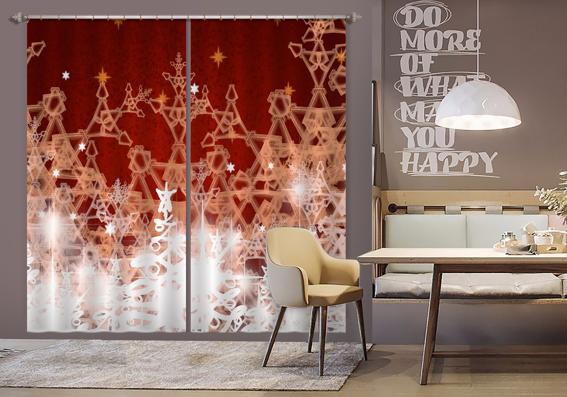 3D Snowflake 53125 Christmas Curtains Drapes Xmas