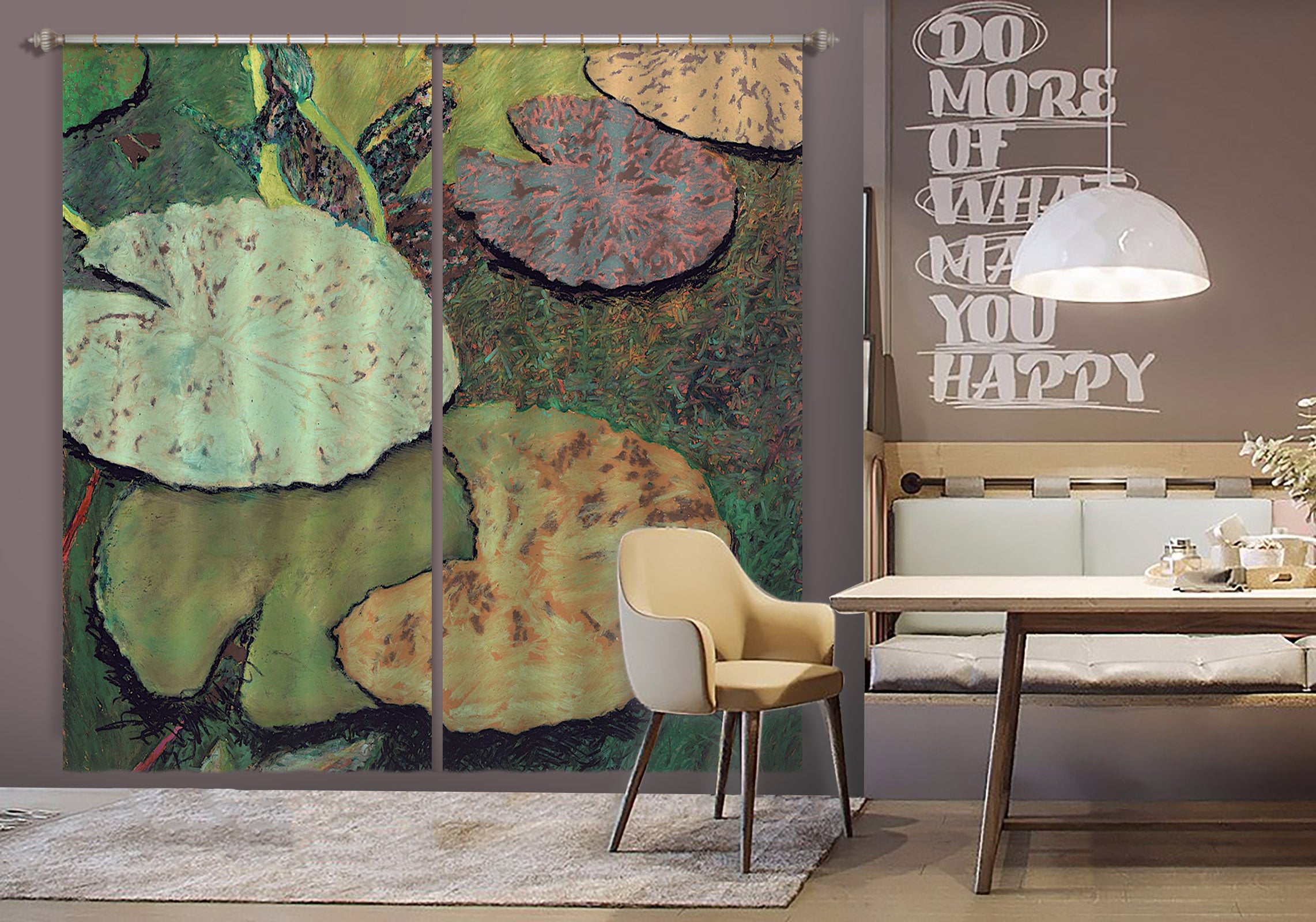 3D Lotus Leaf 281 Allan P. Friedlander Curtain Curtains Drapes