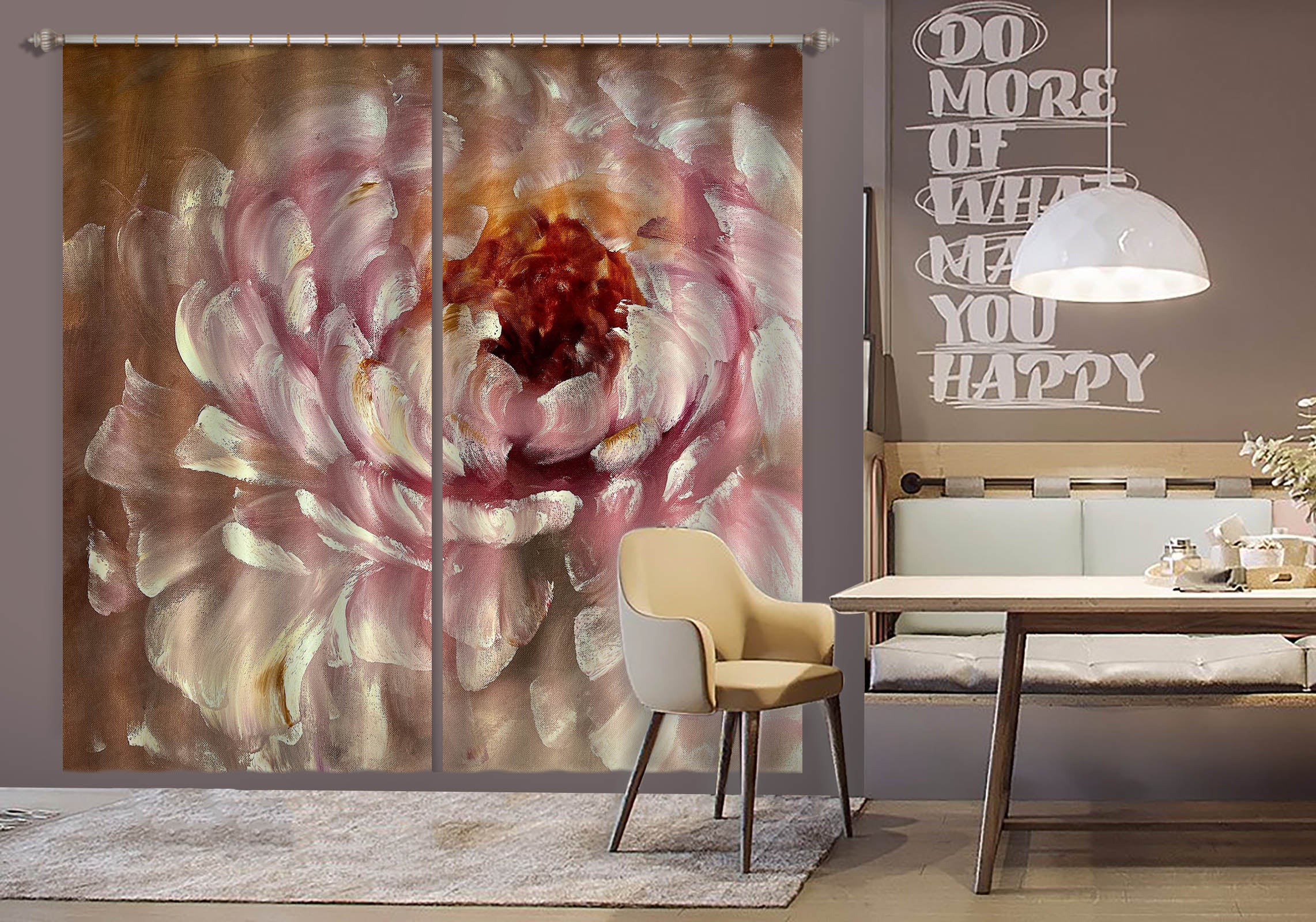 3D Pink Flower 3025 Skromova Marina Curtain Curtains Drapes