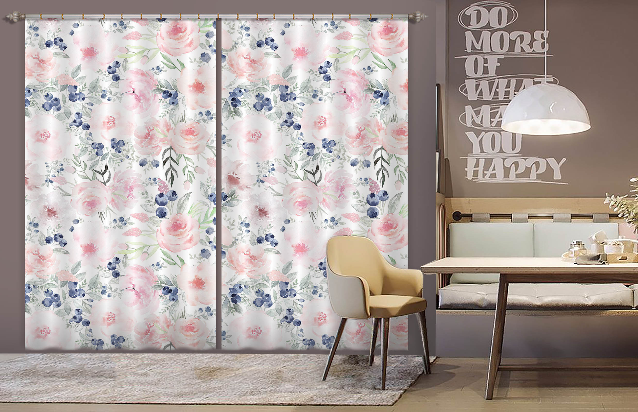 3D Blueberry Flower 268 Uta Naumann Curtain Curtains Drapes