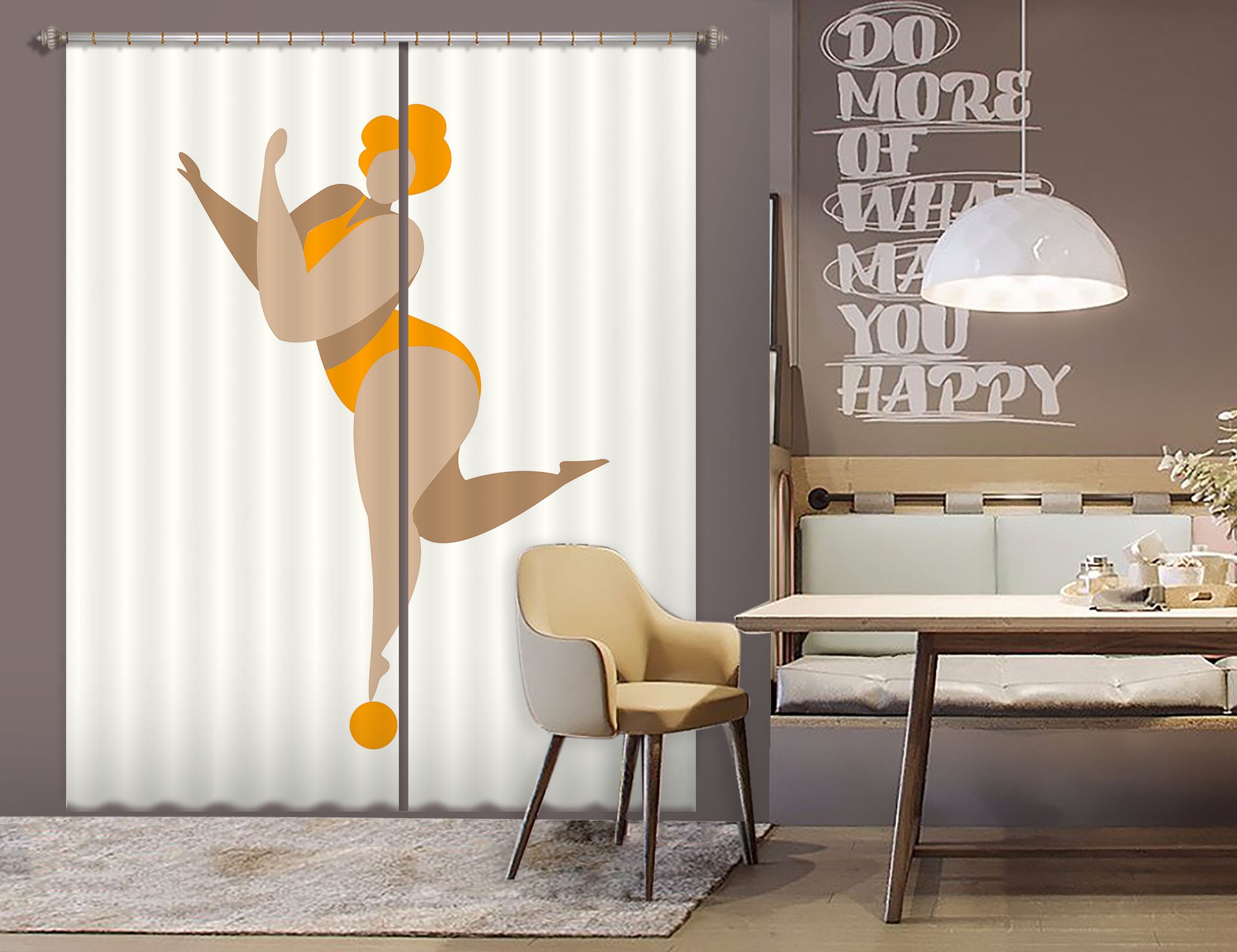 3D Dancing Queen YELLOW 1035 Boris Draschoff Curtain Curtains Drapes