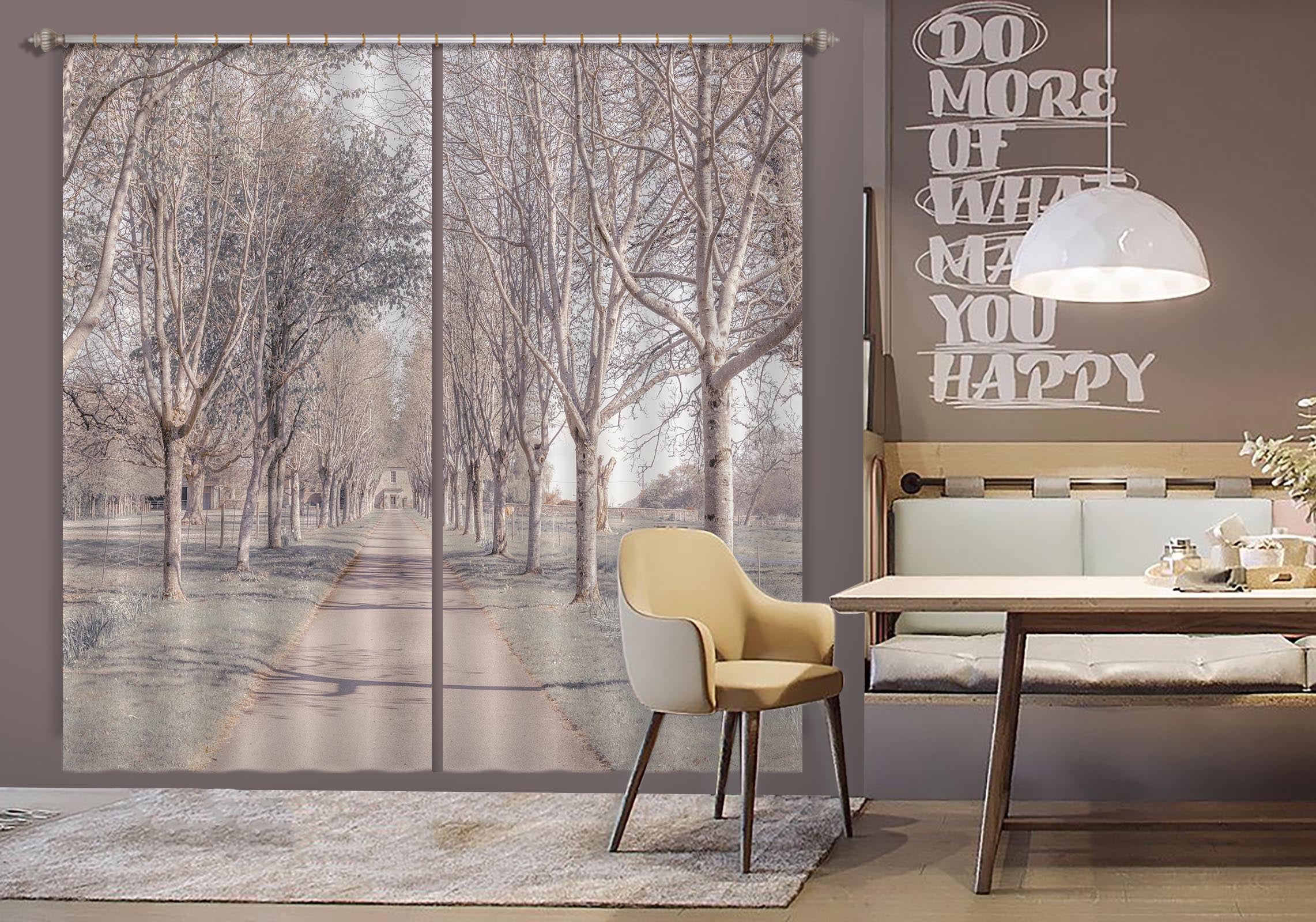 3D White Woods 6386 Assaf Frank Curtain Curtains Drapes