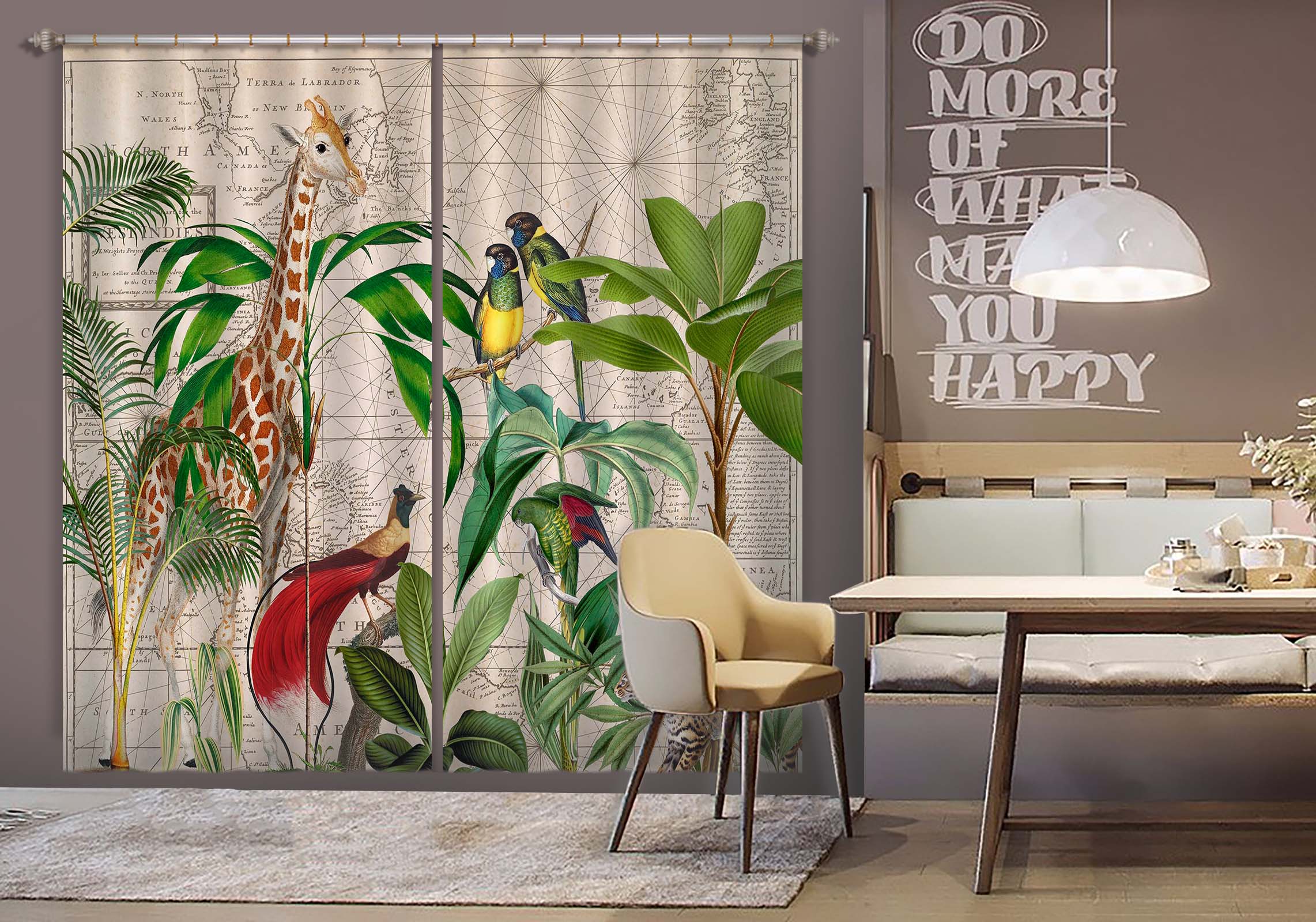 3D Palm Tree Map 085 Andrea haase Curtain Curtains Drapes