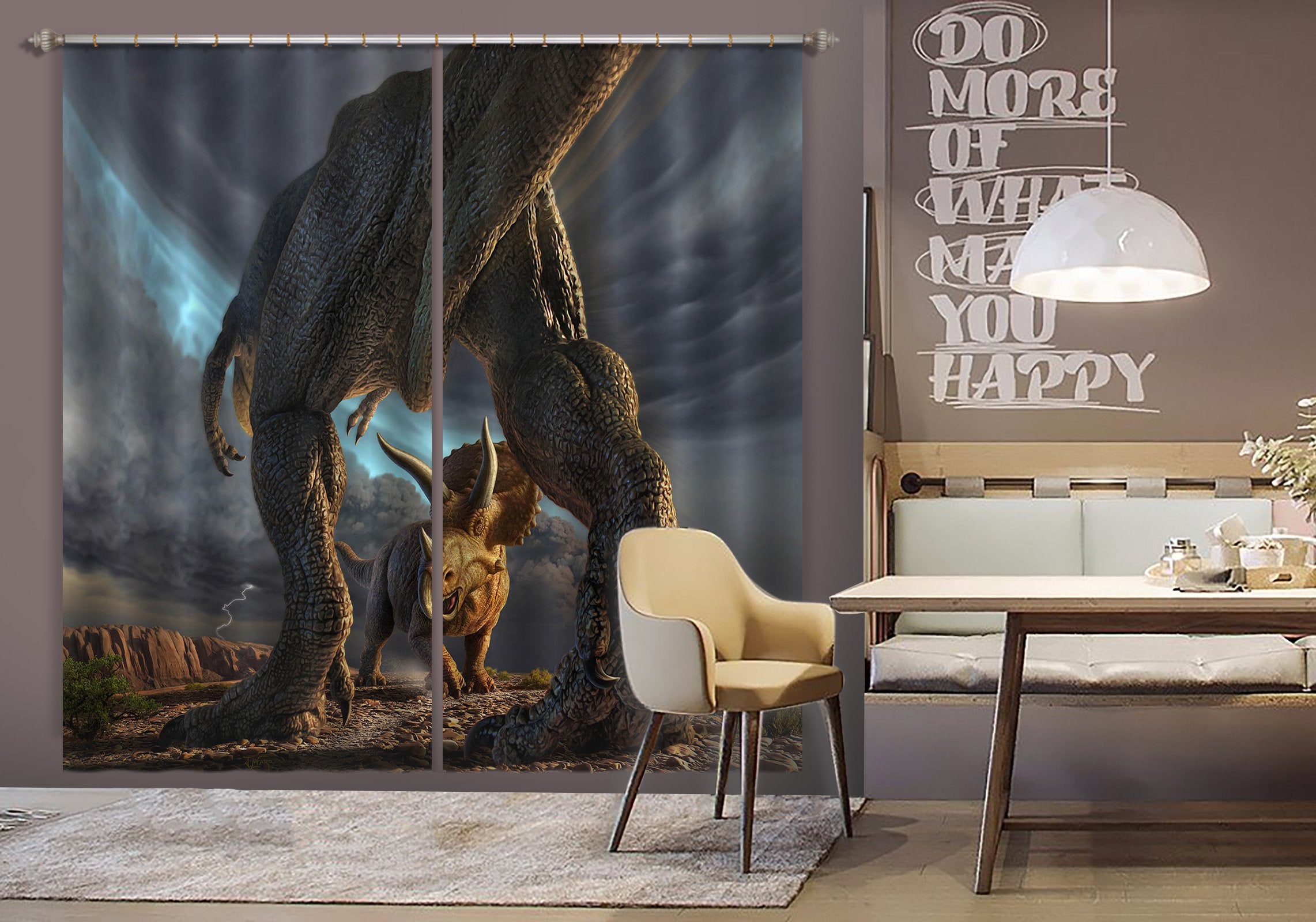 3D Beast Fight 063 Jerry LoFaro Curtain Curtains Drapes Wallpaper AJ Wallpaper