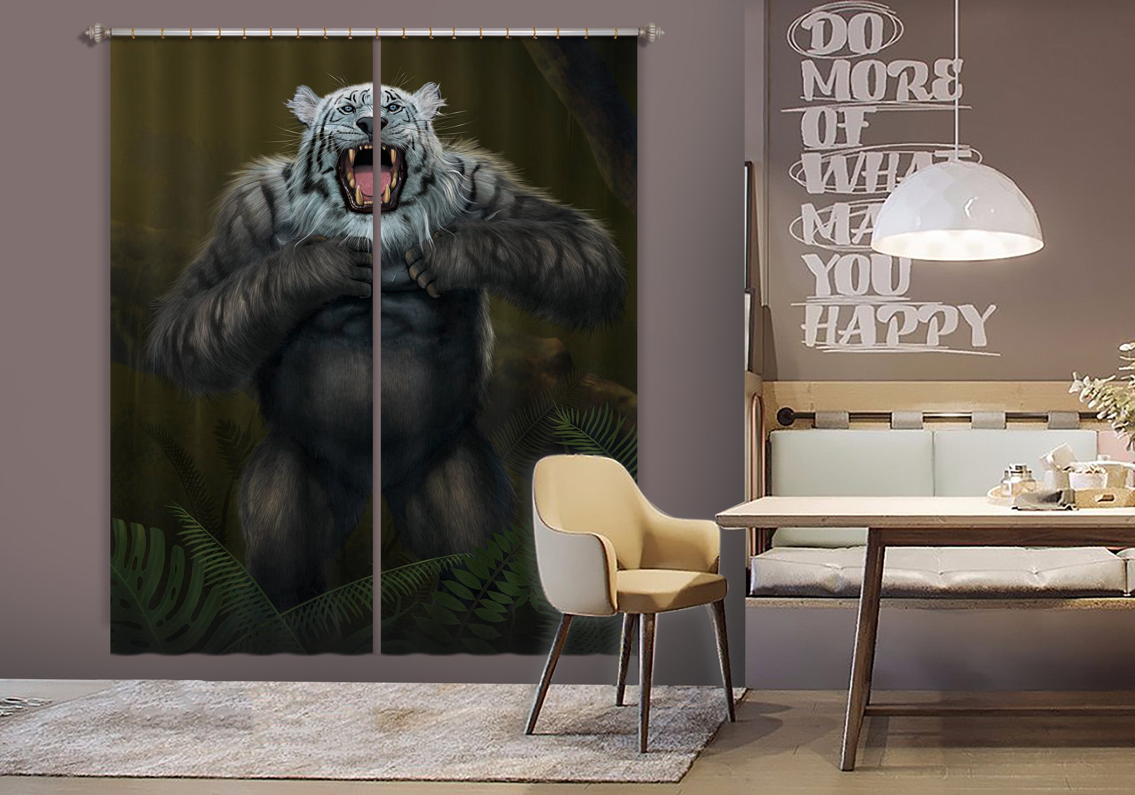 3D Tigerilla White Tiger Version 082 Vincent Hie Curtain Curtains Drapes