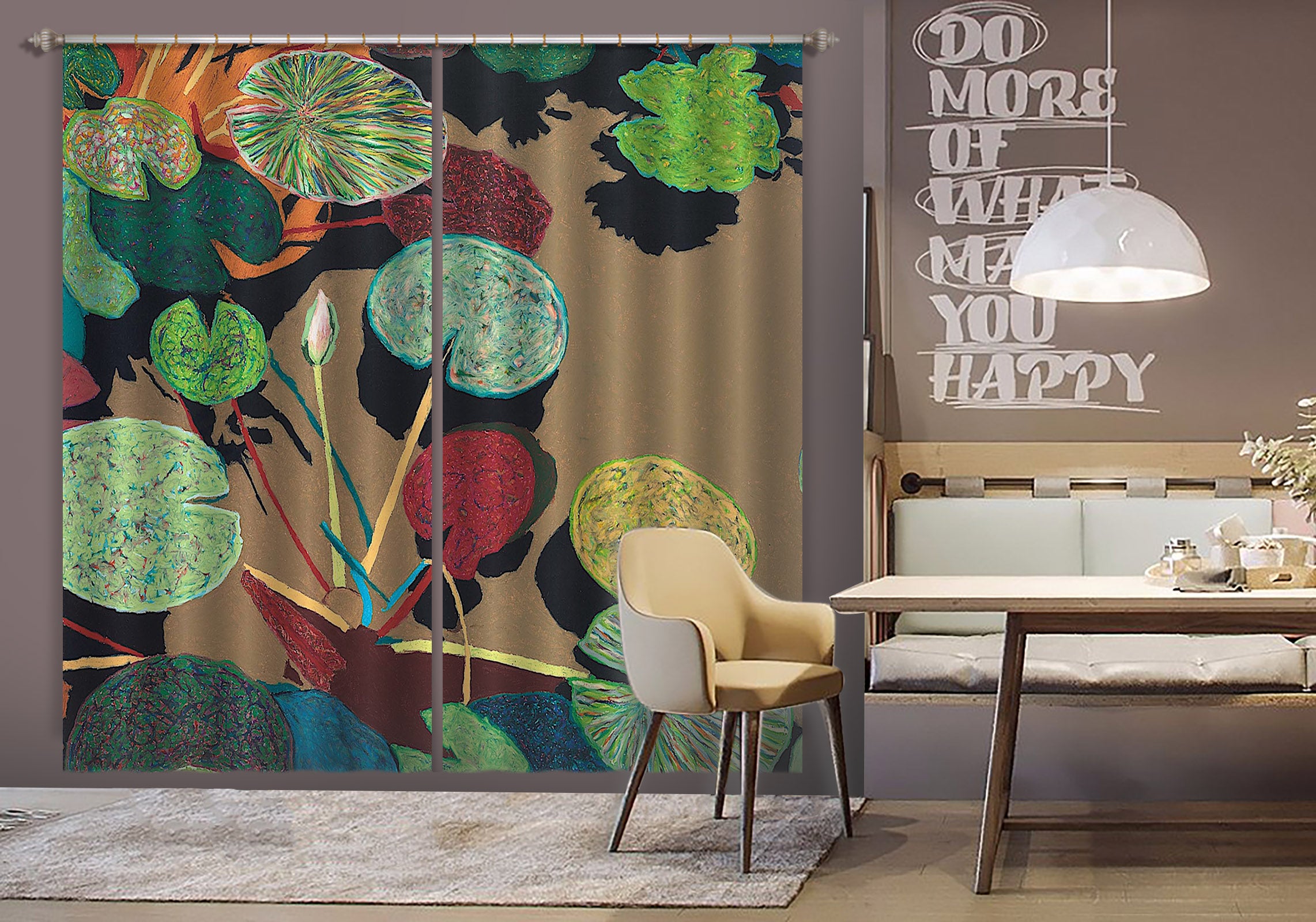 3D Lotus Leaf 279 Allan P. Friedlander Curtain Curtains Drapes