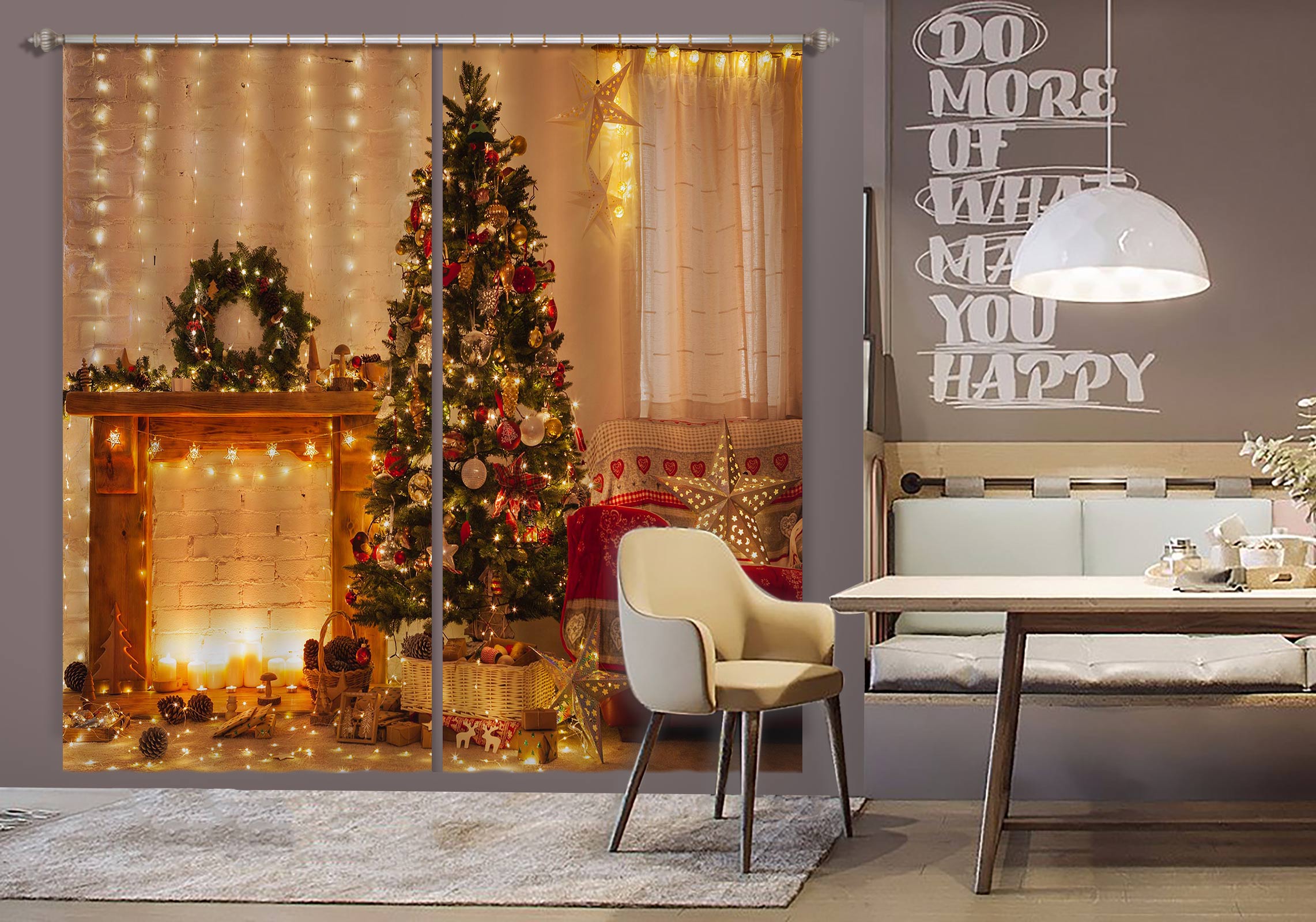 3D Tree Light 53128 Christmas Curtains Drapes Xmas