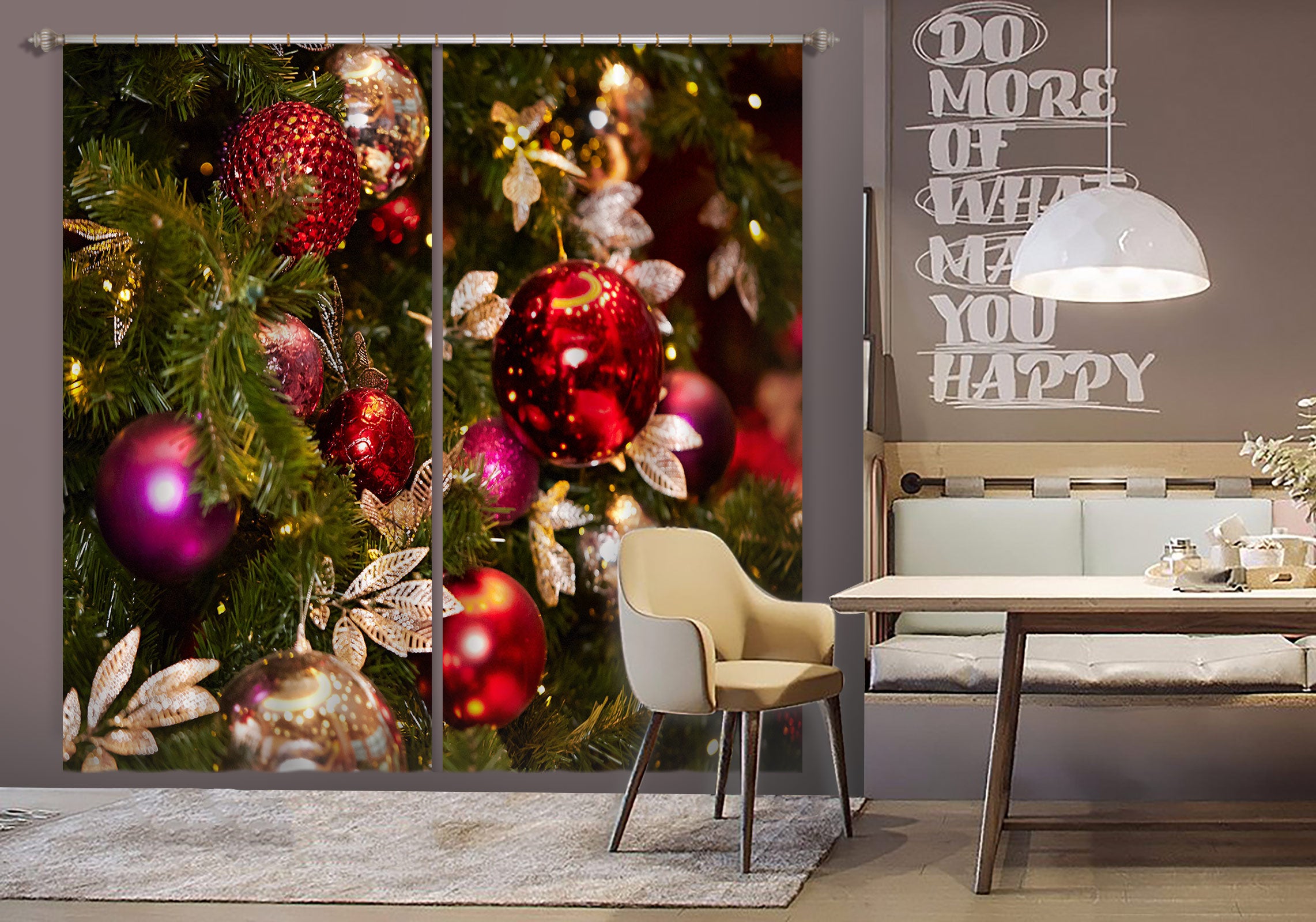 3D Red Ball Pendant 53115 Christmas Curtains Drapes Xmas