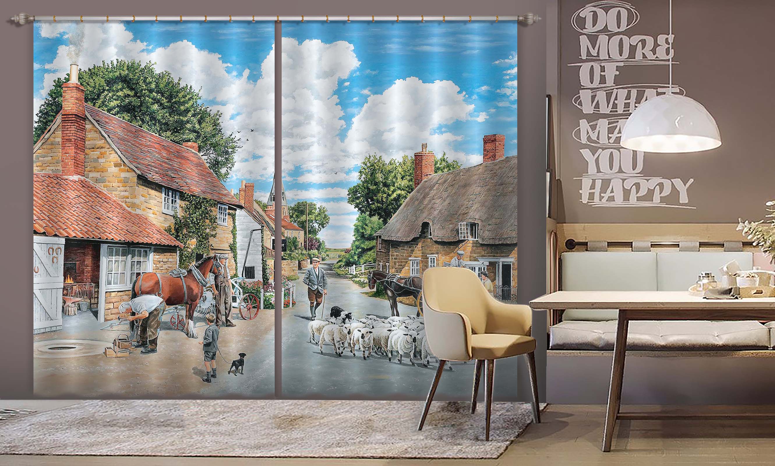 3D The Village Farrier 113 Trevor Mitchell Curtain Curtains Drapes