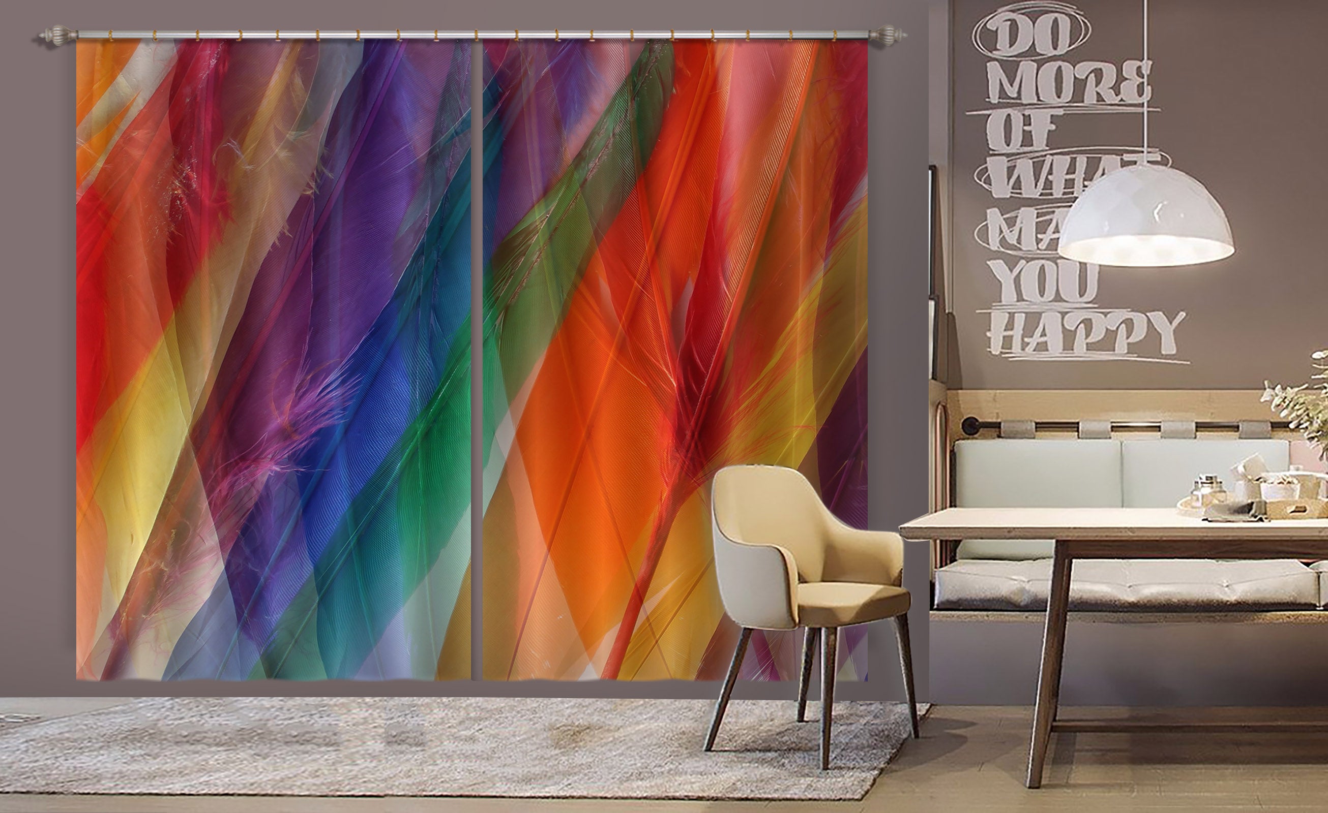 3D Colored Feathers 71038 Shandra Smith Curtain Curtains Drapes