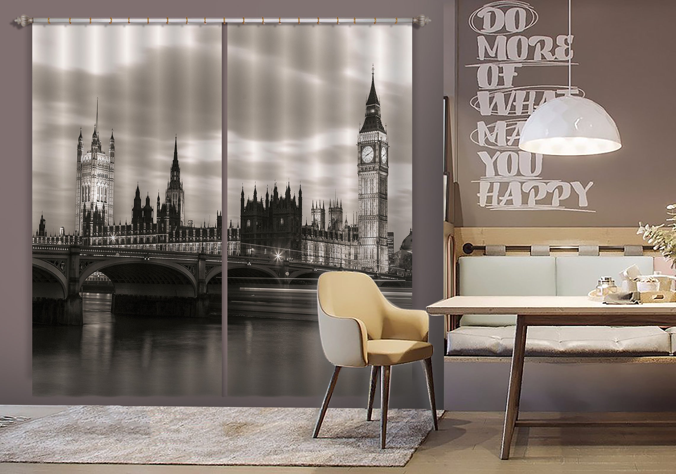 3D Bell Tower Bridge 002 Assaf Frank Curtain Curtains Drapes