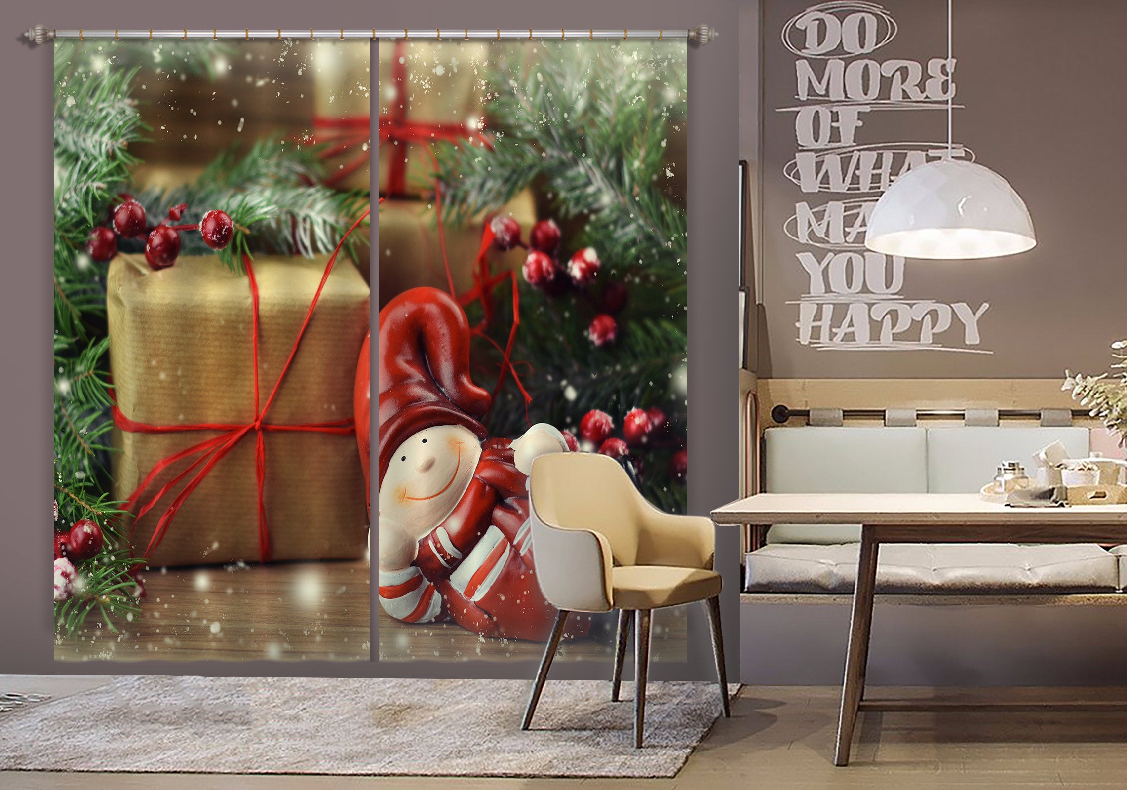 3D Gift Box Doll 53090 Christmas Curtains Drapes Xmas