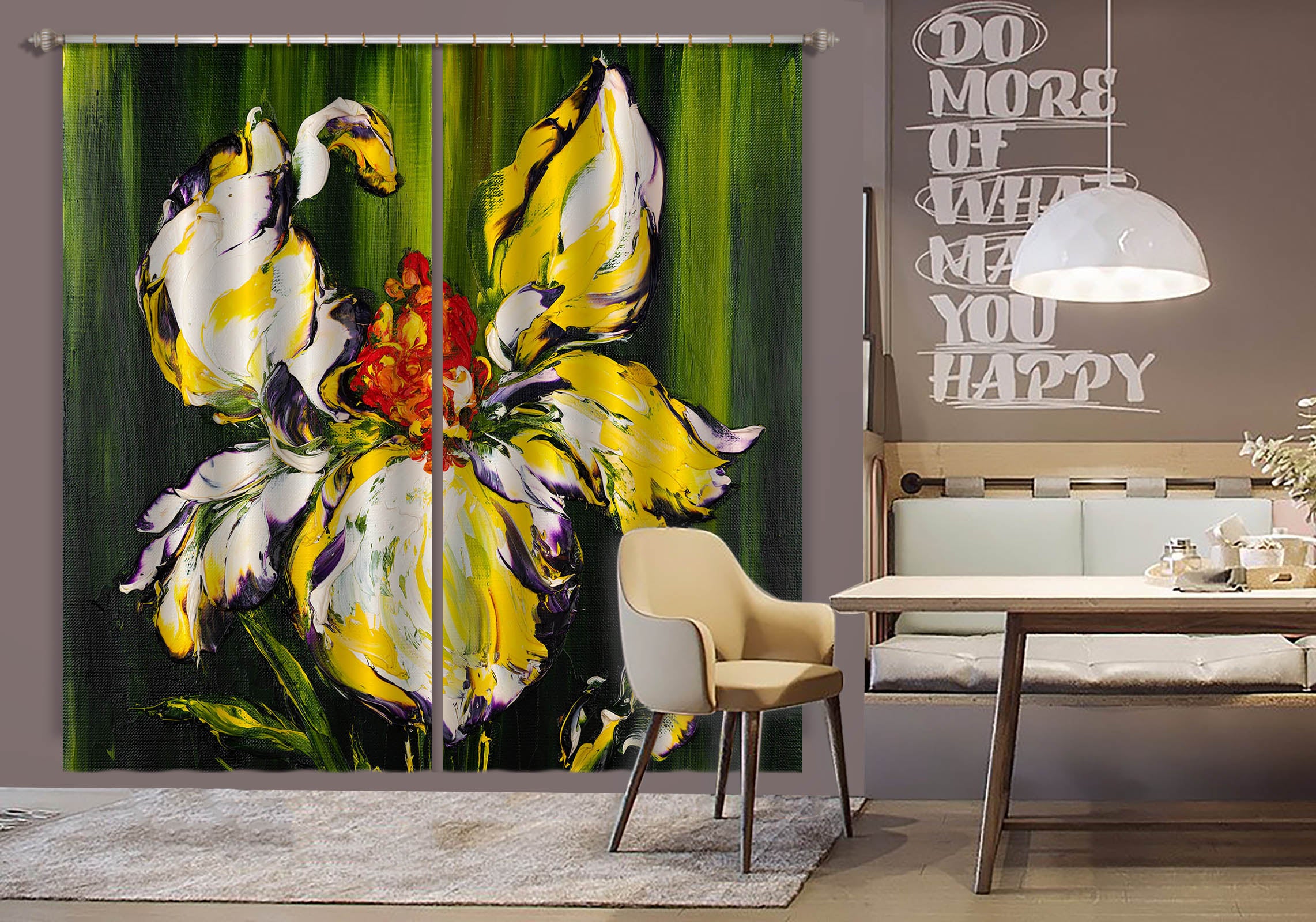 3D Yellow Flower 2407 Skromova Marina Curtain Curtains Drapes