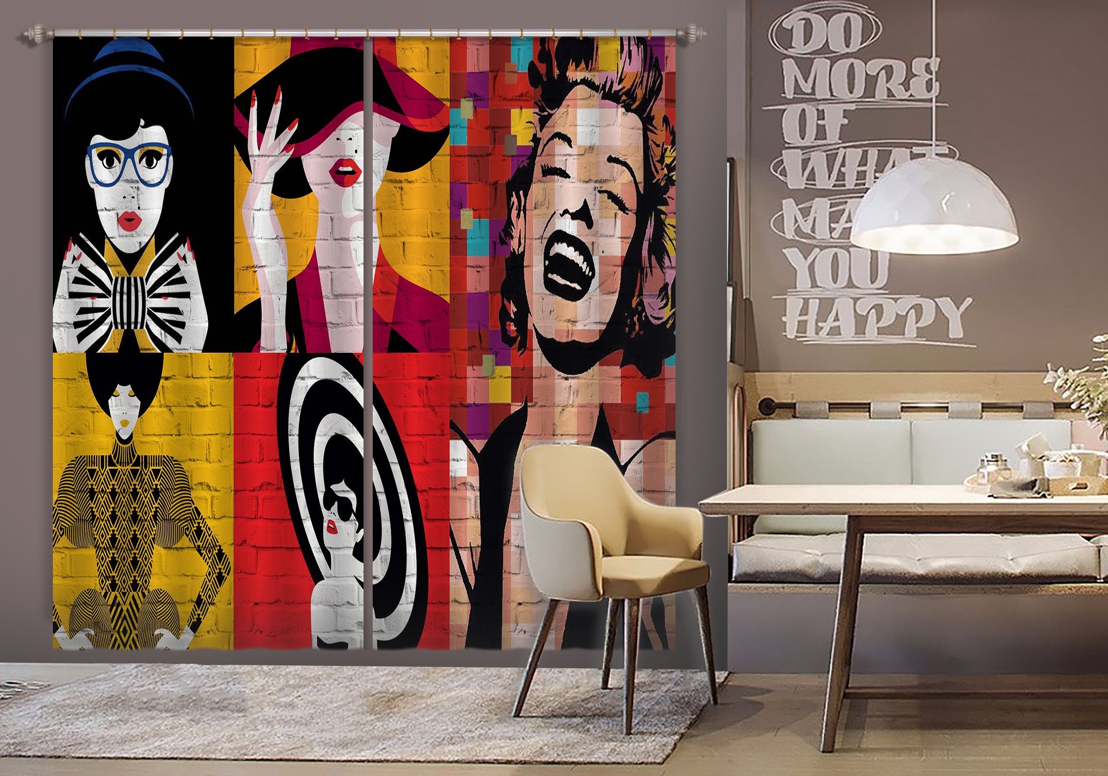 3D Laughing Girl 862 Curtains Drapes