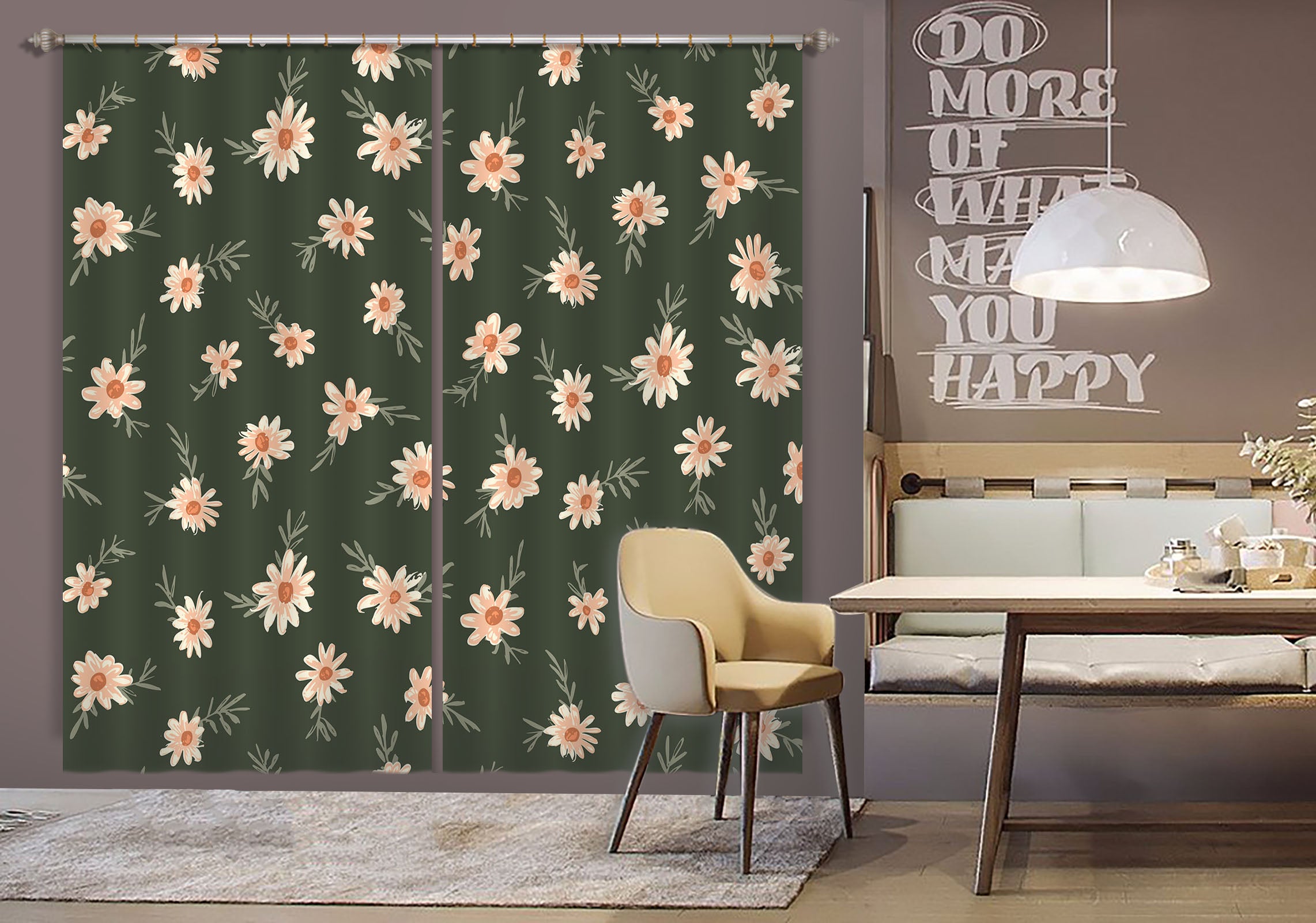 3D Small Daisy Pattern 11197 Kashmira Jayaprakash Curtain Curtains Drapes