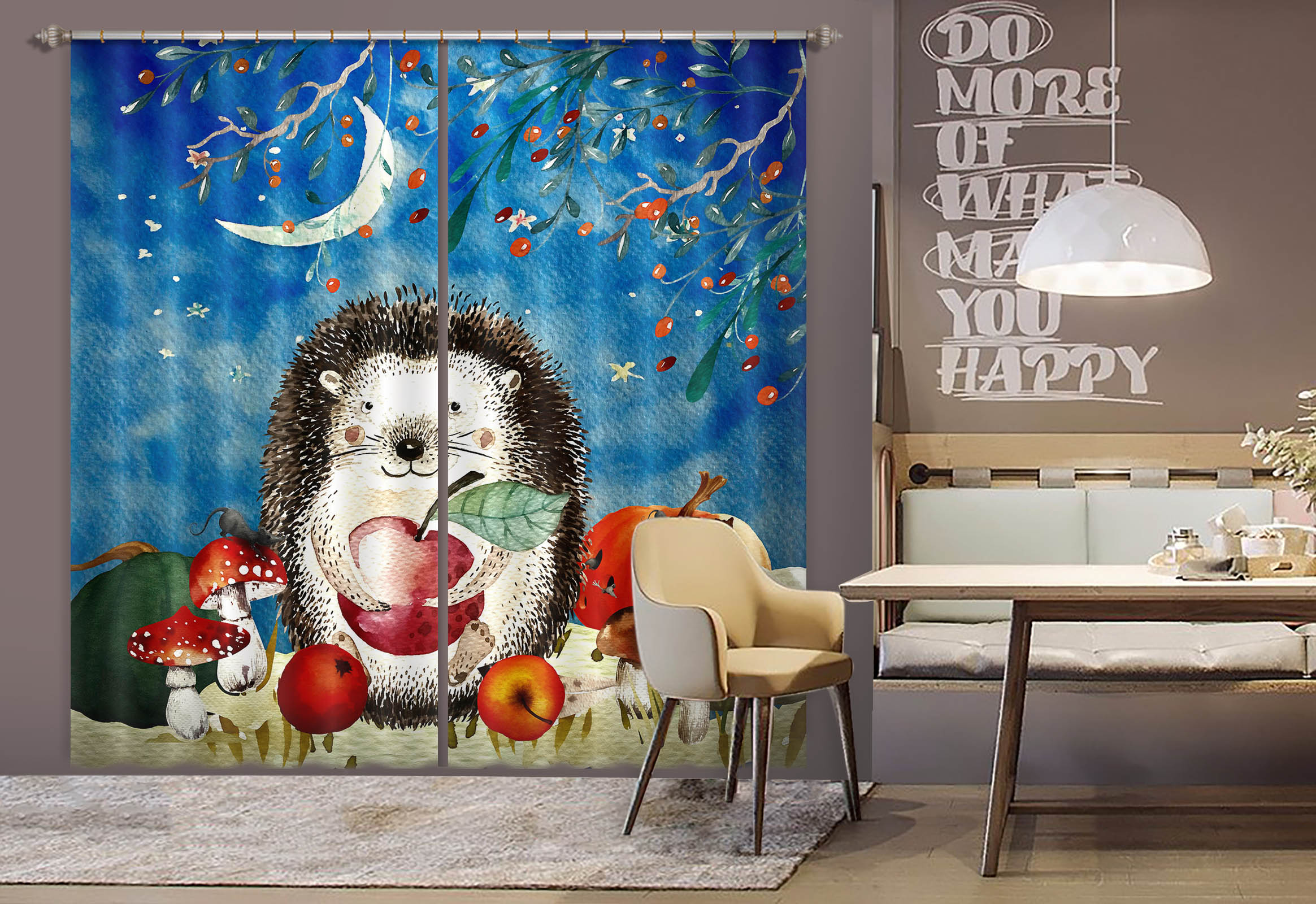 3D Moon Hedgehog 169 Uta Naumann Curtain Curtains Drapes